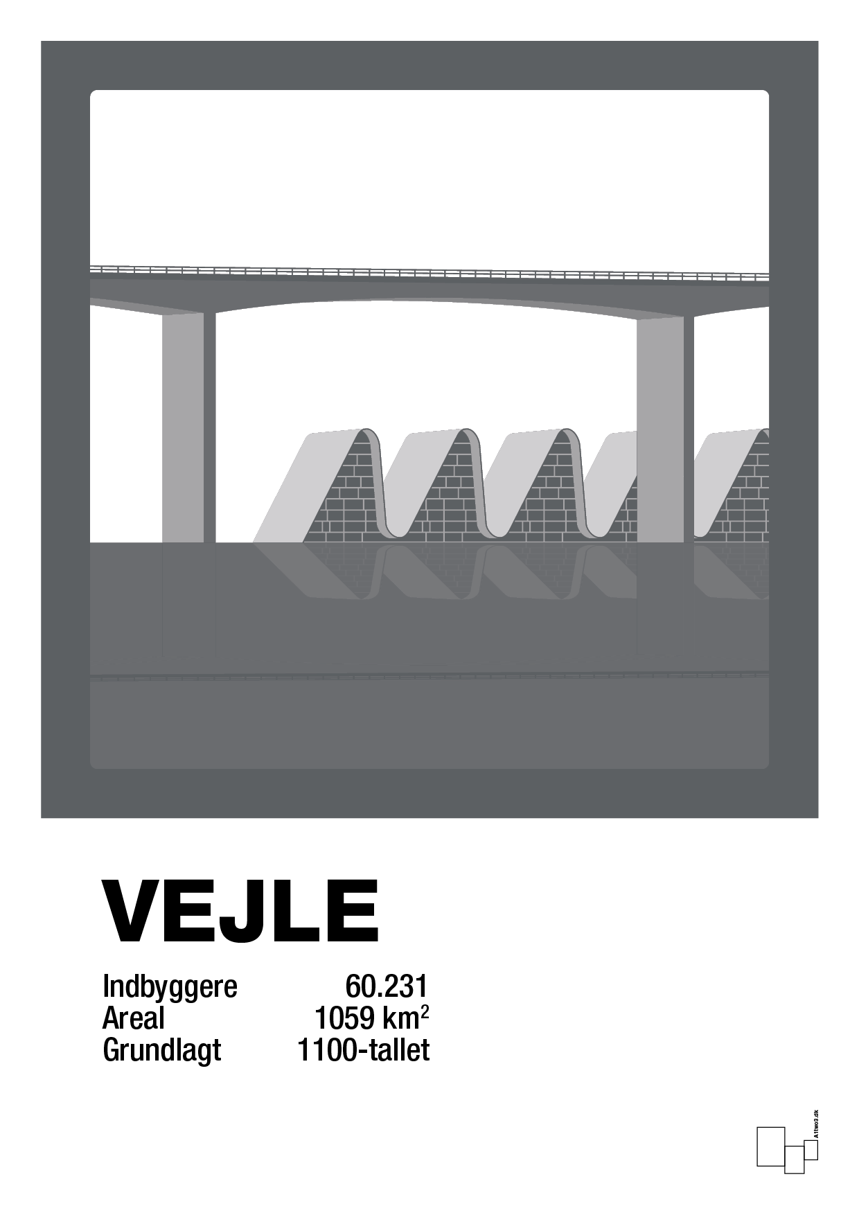 byplakat vejle - vejlefjordbroen - Plakat med Grafik i Graphic Charcoal