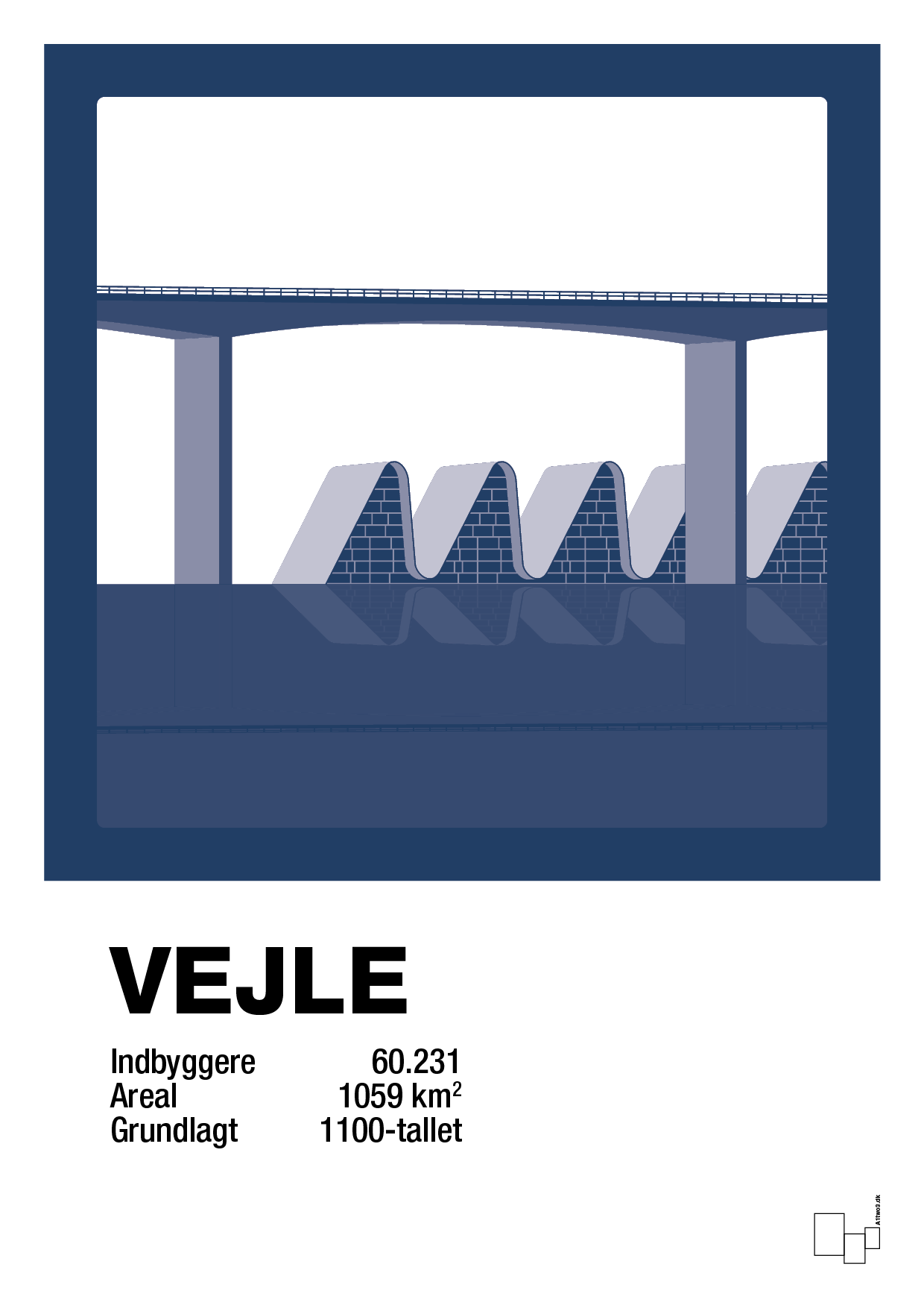 byplakat vejle - vejlefjordbroen - Plakat med Grafik i Lapis Blue
