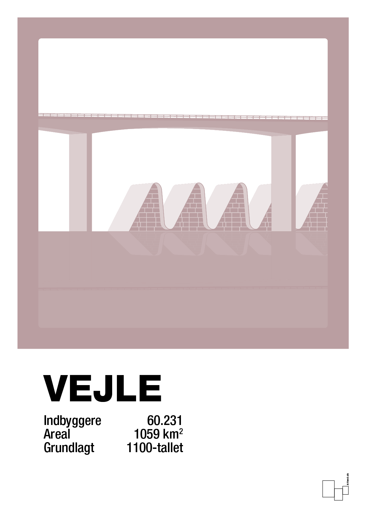 byplakat vejle - vejlefjordbroen - Plakat med Grafik i Light Rose