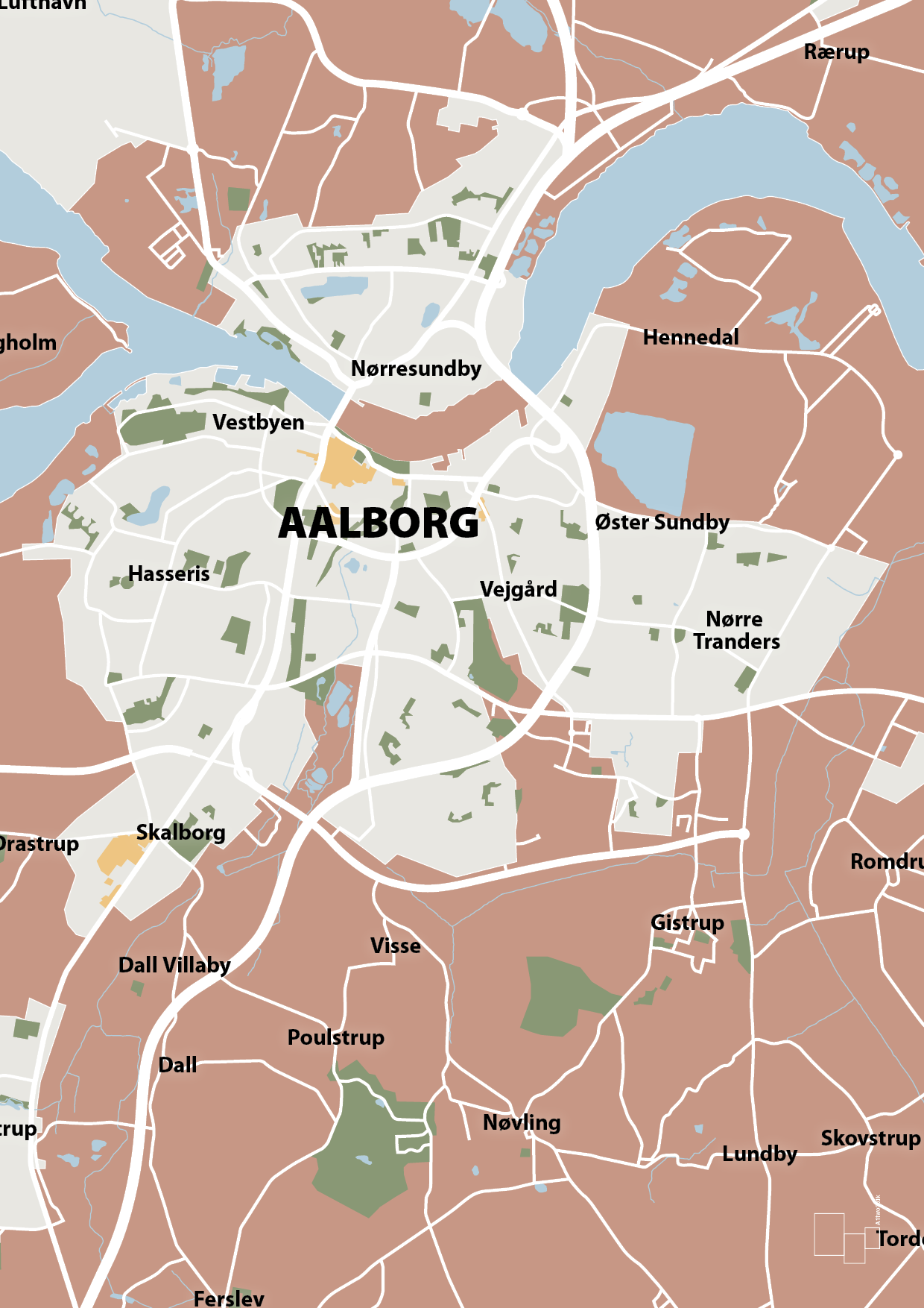 byplakat aalborg - kort - Plakat med Grafik i Powder