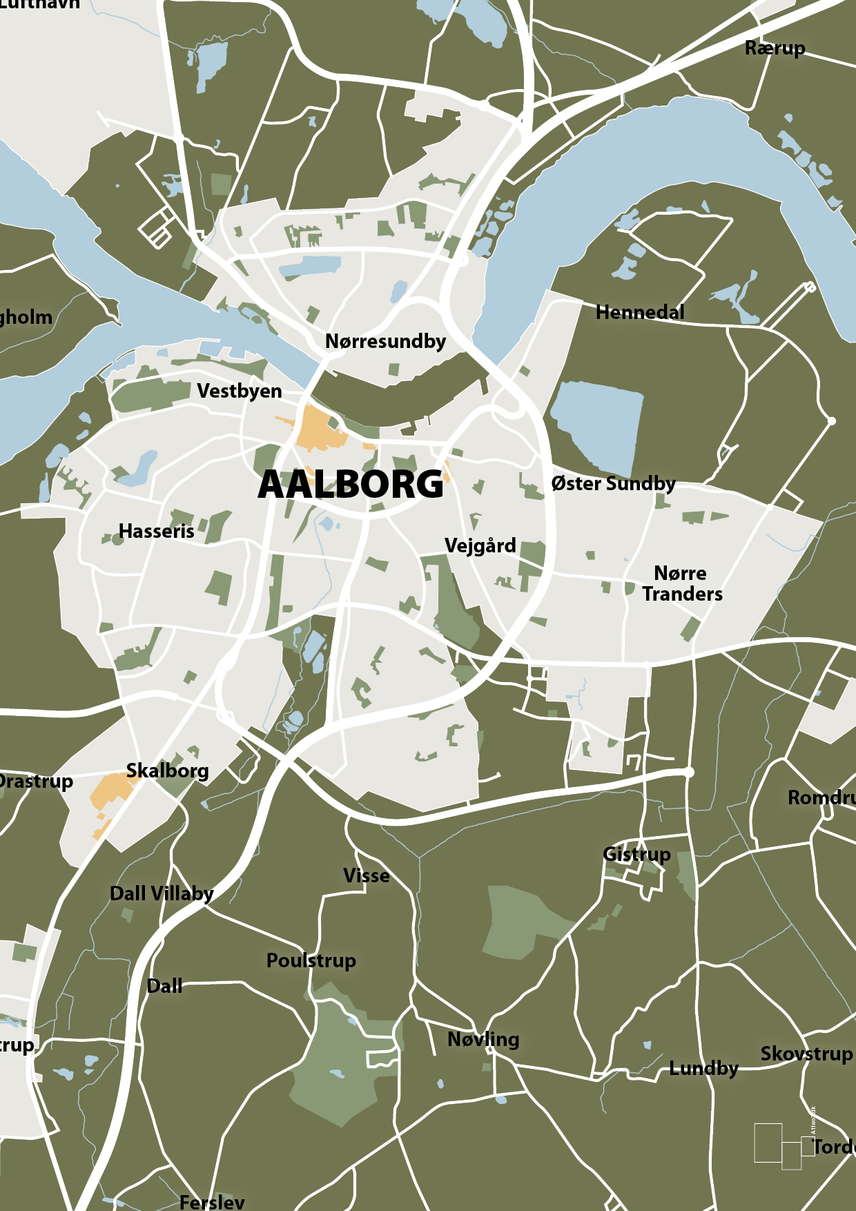 byplakat aalborg - kort - Plakat med Grafik i Secret Meadow