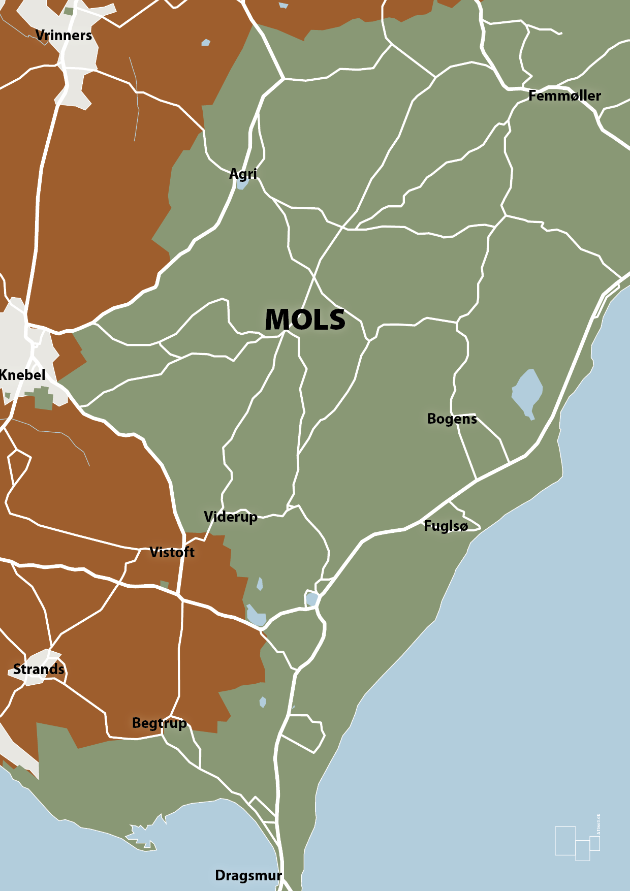 byplakat mols - kort - Plakat med Grafik i Cognac