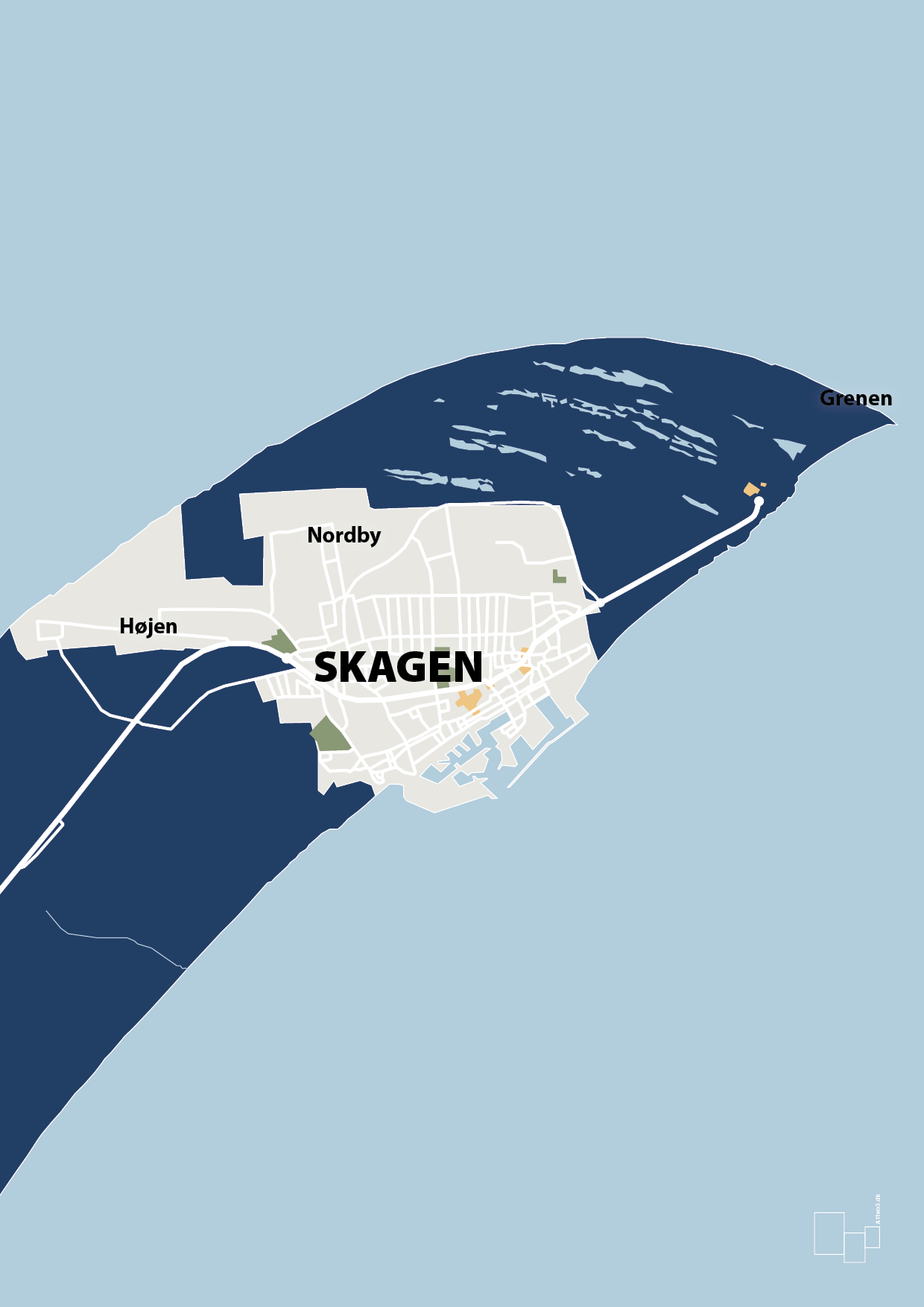 byplakat skagen - kort - Plakat med Grafik i Lapis Blue