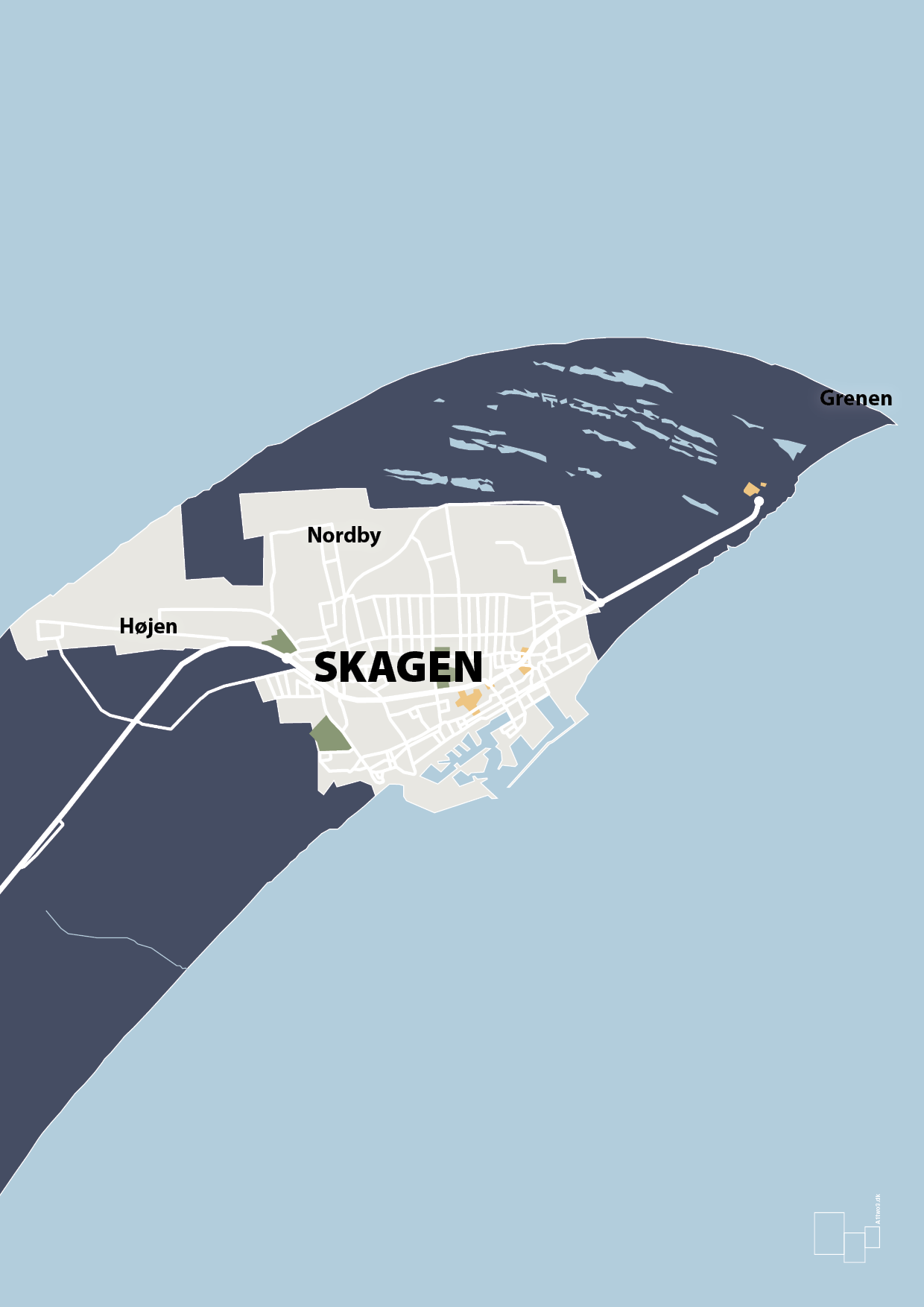 byplakat skagen - kort - Plakat med Grafik i Petrol