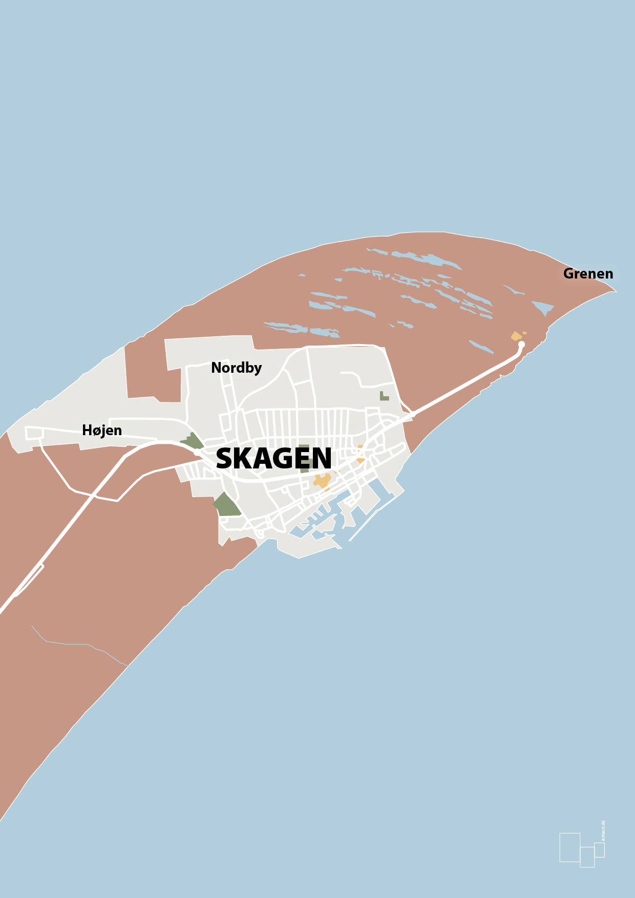 byplakat skagen - kort - Plakat med Grafik i Powder