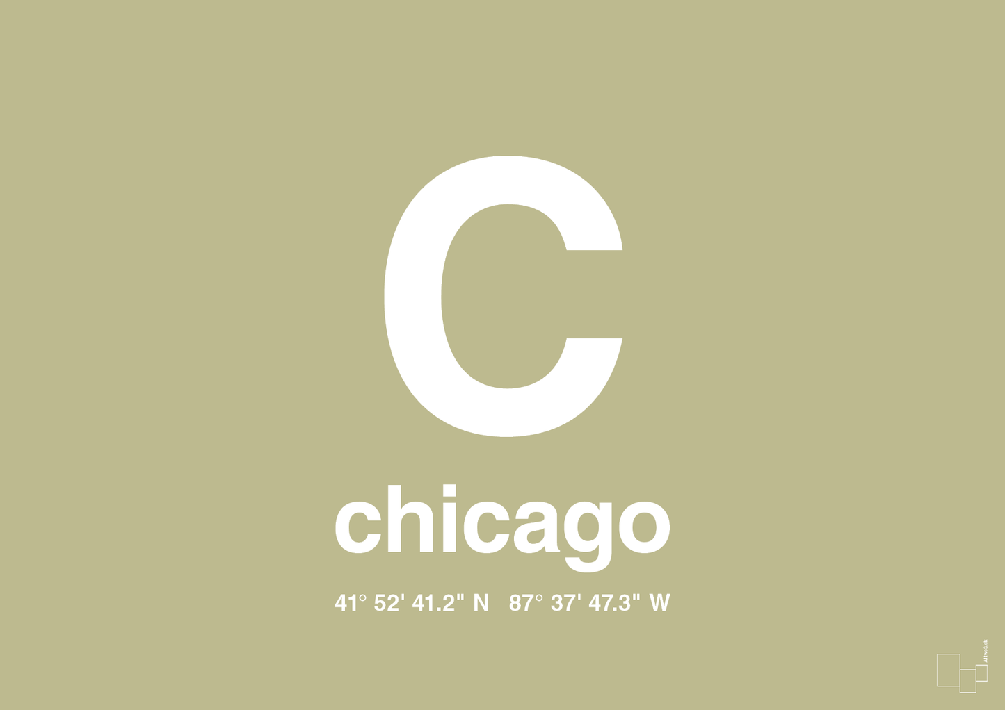 byplakat chicago med koordinater - Plakat med Grafik i Back to Nature