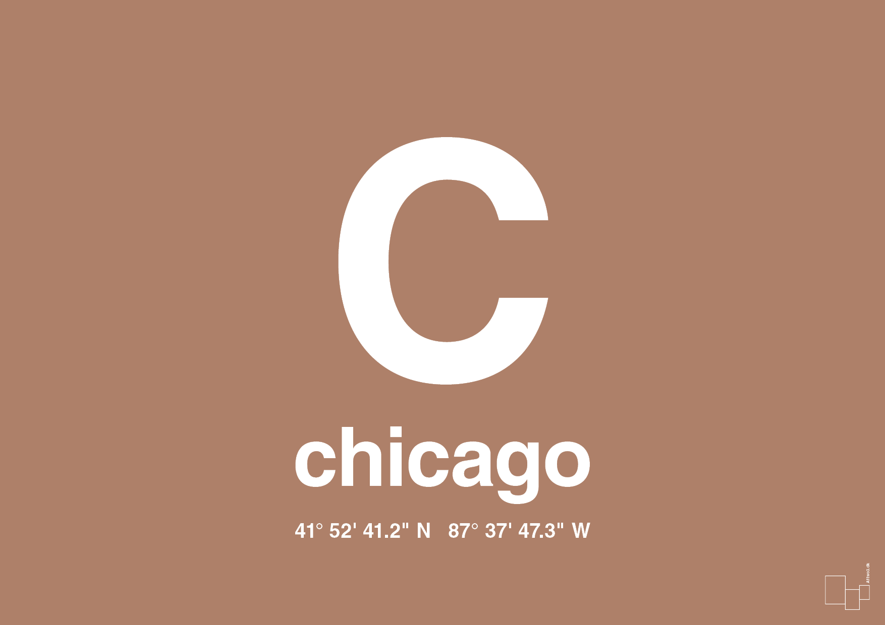 byplakat chicago med koordinater - Plakat med Grafik i Cider Spice