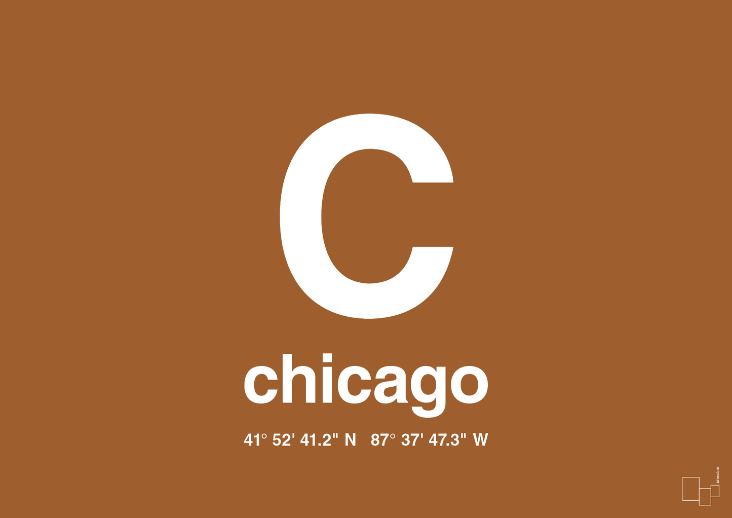 byplakat chicago med koordinater - Plakat med Grafik i Cognac