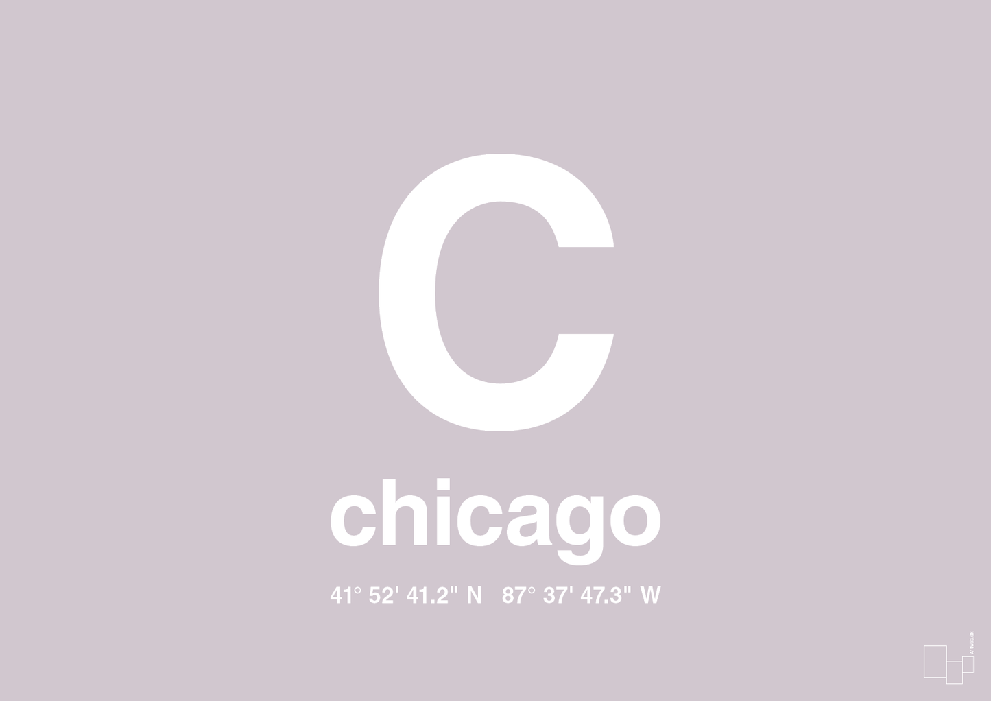 byplakat chicago med koordinater - Plakat med Grafik i Dusty Lilac