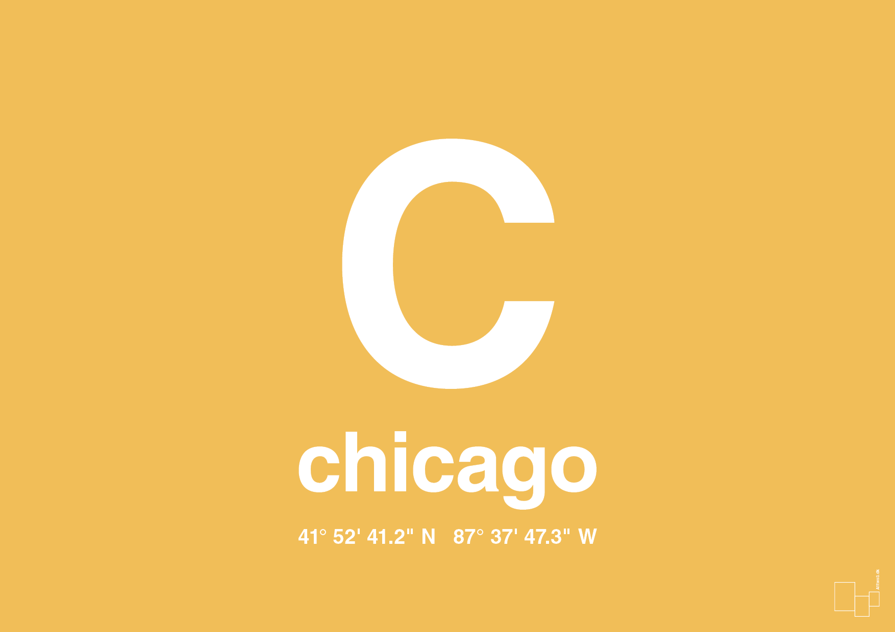 byplakat chicago med koordinater - Plakat med Grafik i Honeycomb