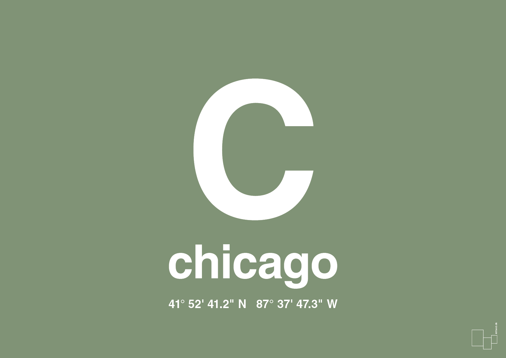 byplakat chicago med koordinater - Plakat med Grafik i Jade