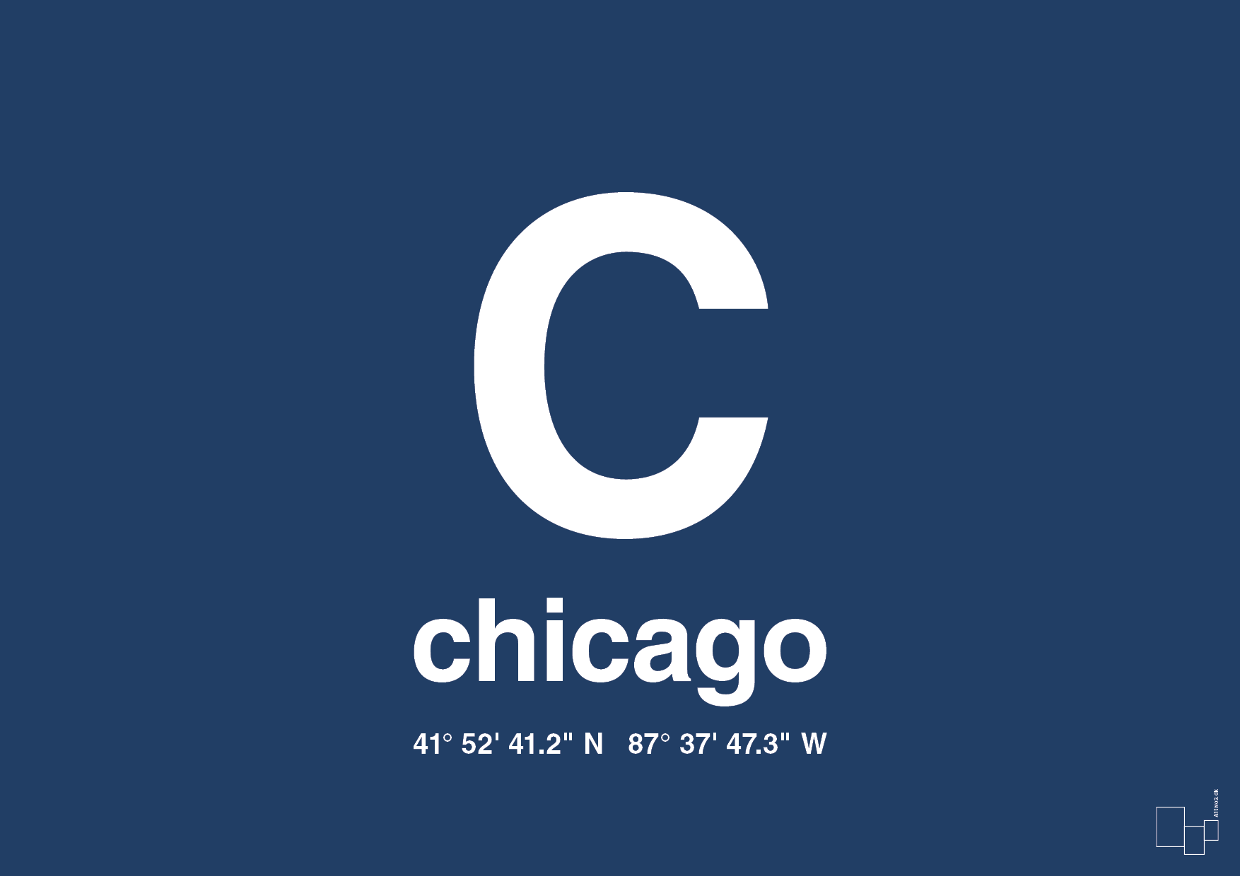 byplakat chicago med koordinater - Plakat med Grafik i Lapis Blue