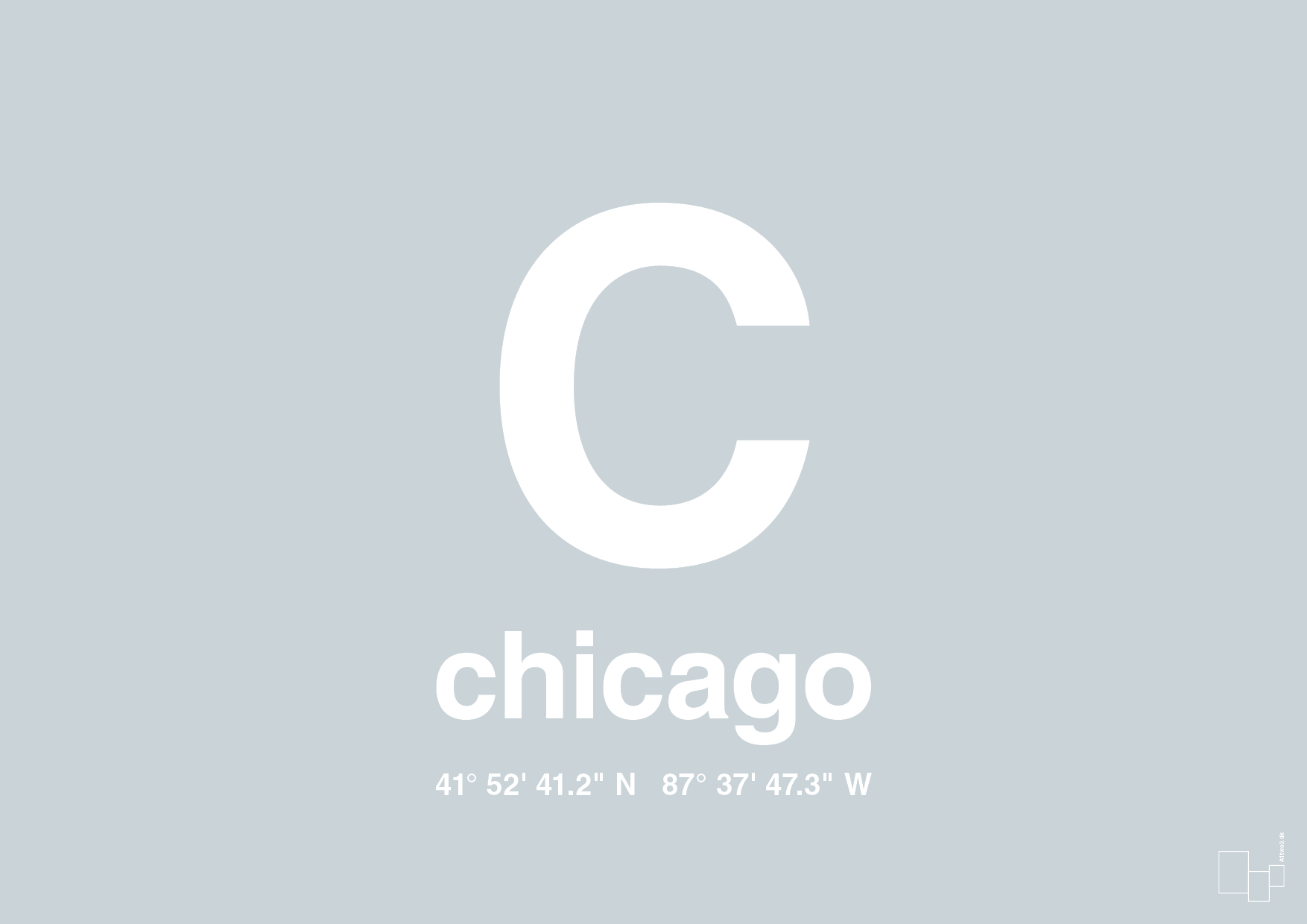 byplakat chicago med koordinater - Plakat med Grafik i Light Drizzle