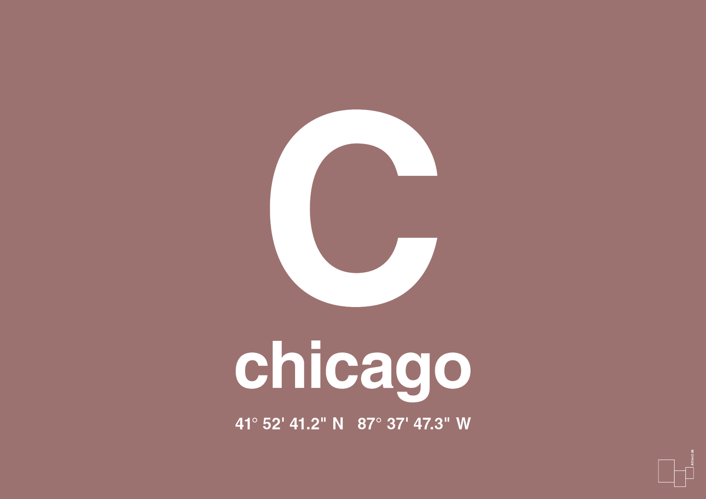 byplakat chicago med koordinater - Plakat med Grafik i Plum
