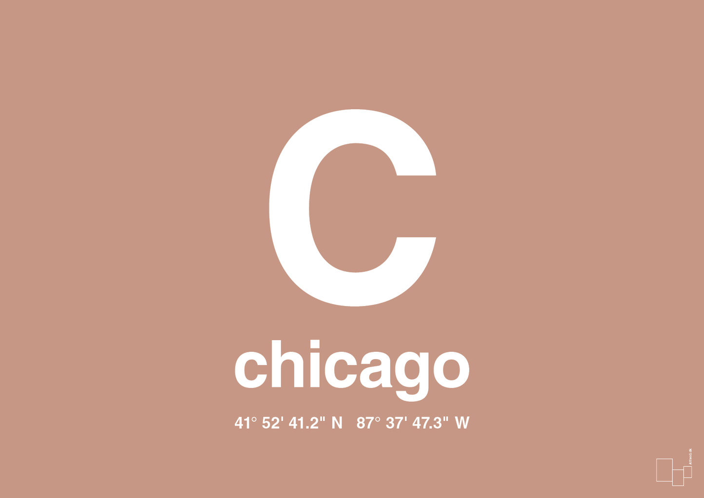 byplakat chicago med koordinater - Plakat med Grafik i Powder