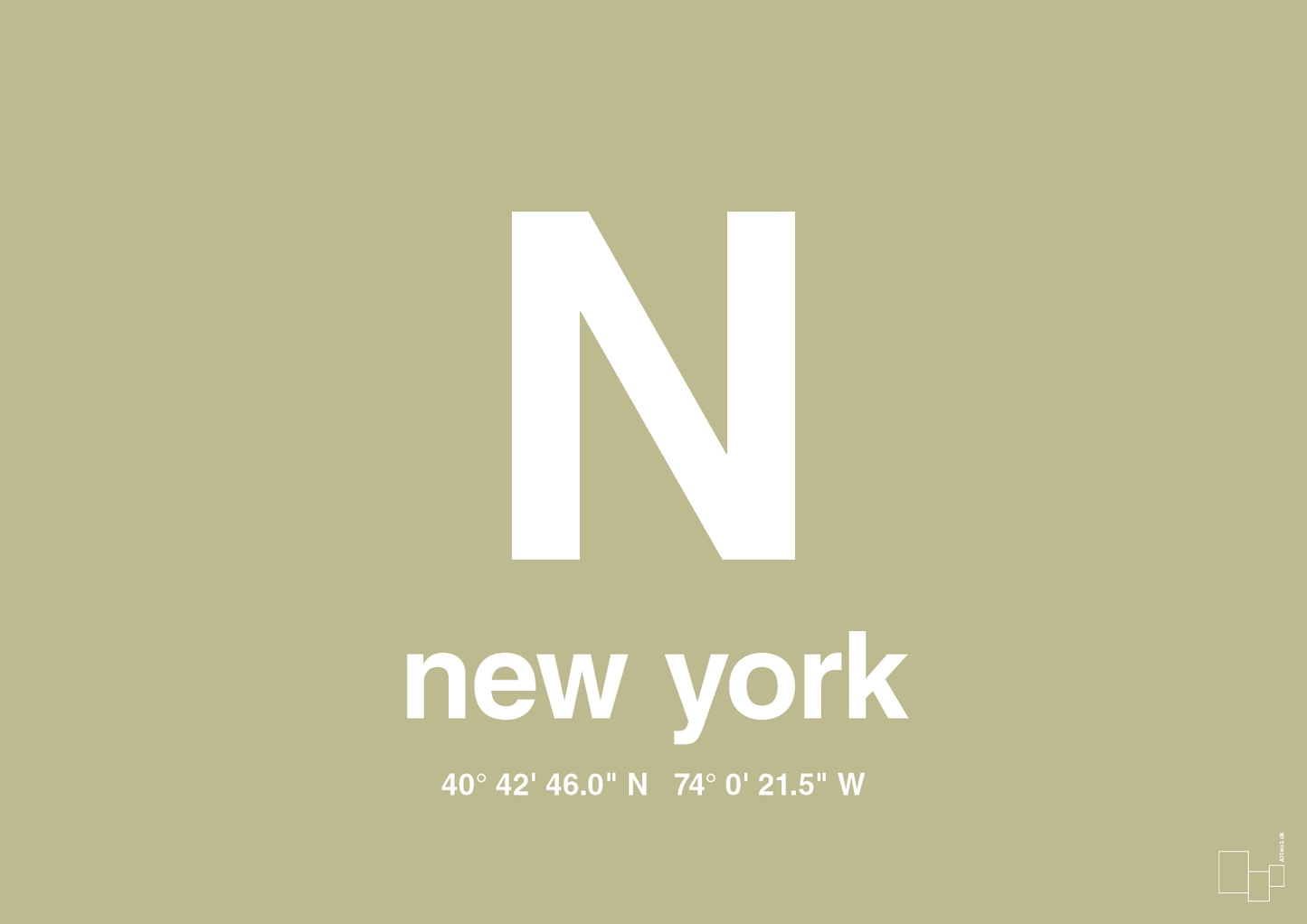 byplakat new york med koordinater - Plakat med Grafik i Back to Nature