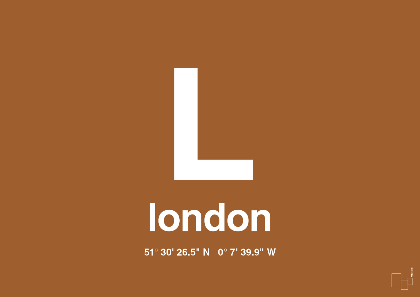byplakat london med koordinater - Plakat med Grafik i Cognac