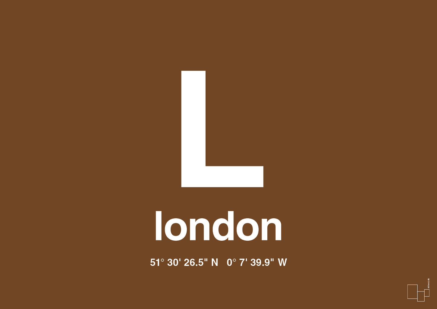 byplakat london med koordinater - Plakat med Grafik i Dark Brown