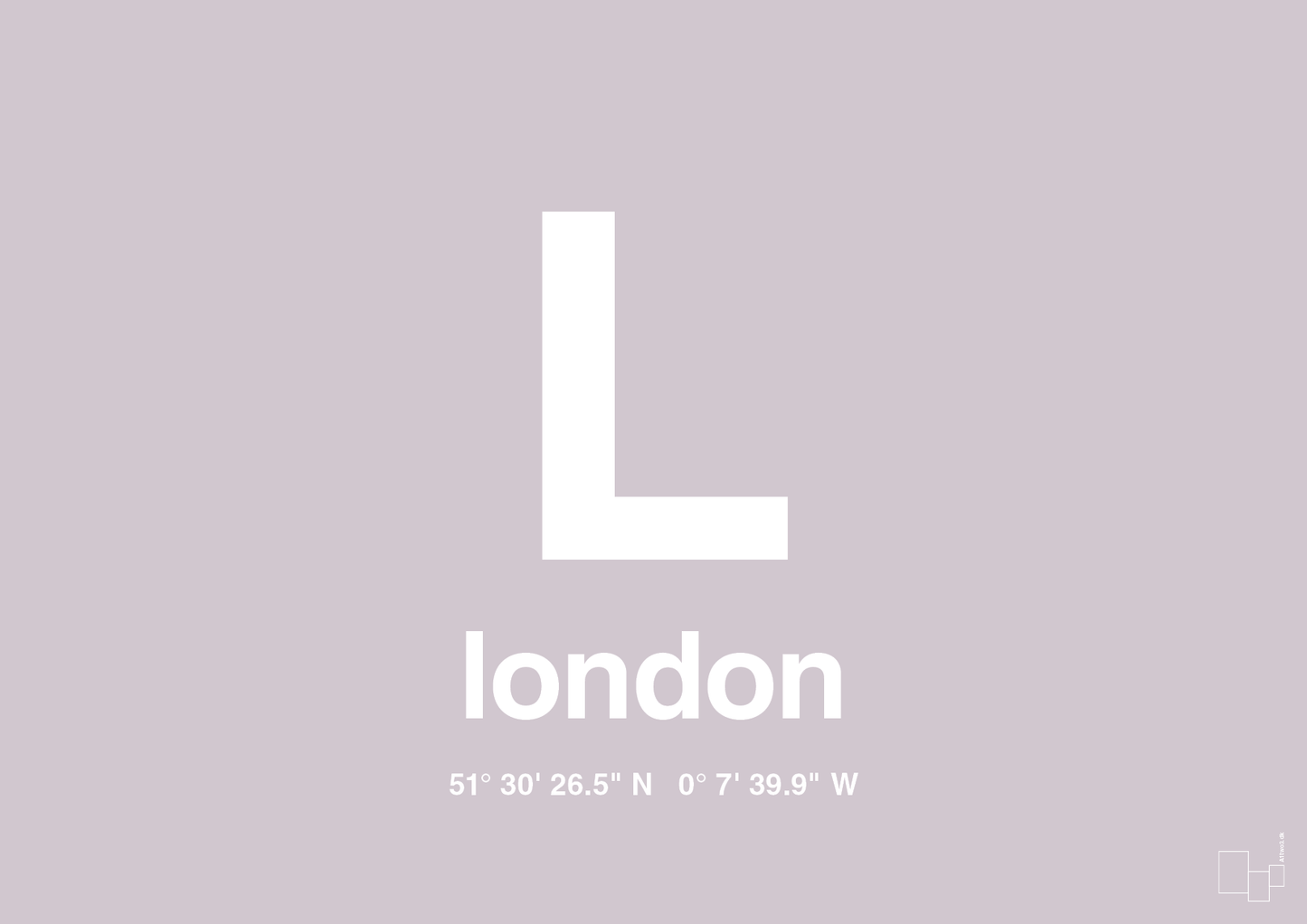 byplakat london med koordinater - Plakat med Grafik i Dusty Lilac