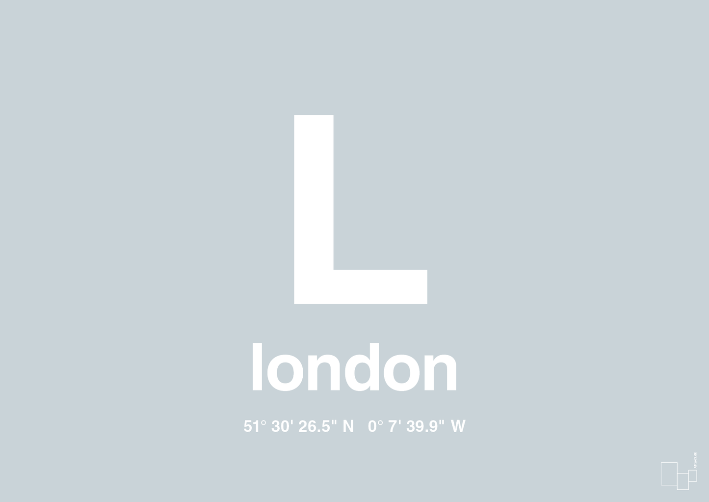 byplakat london med koordinater - Plakat med Grafik i Light Drizzle
