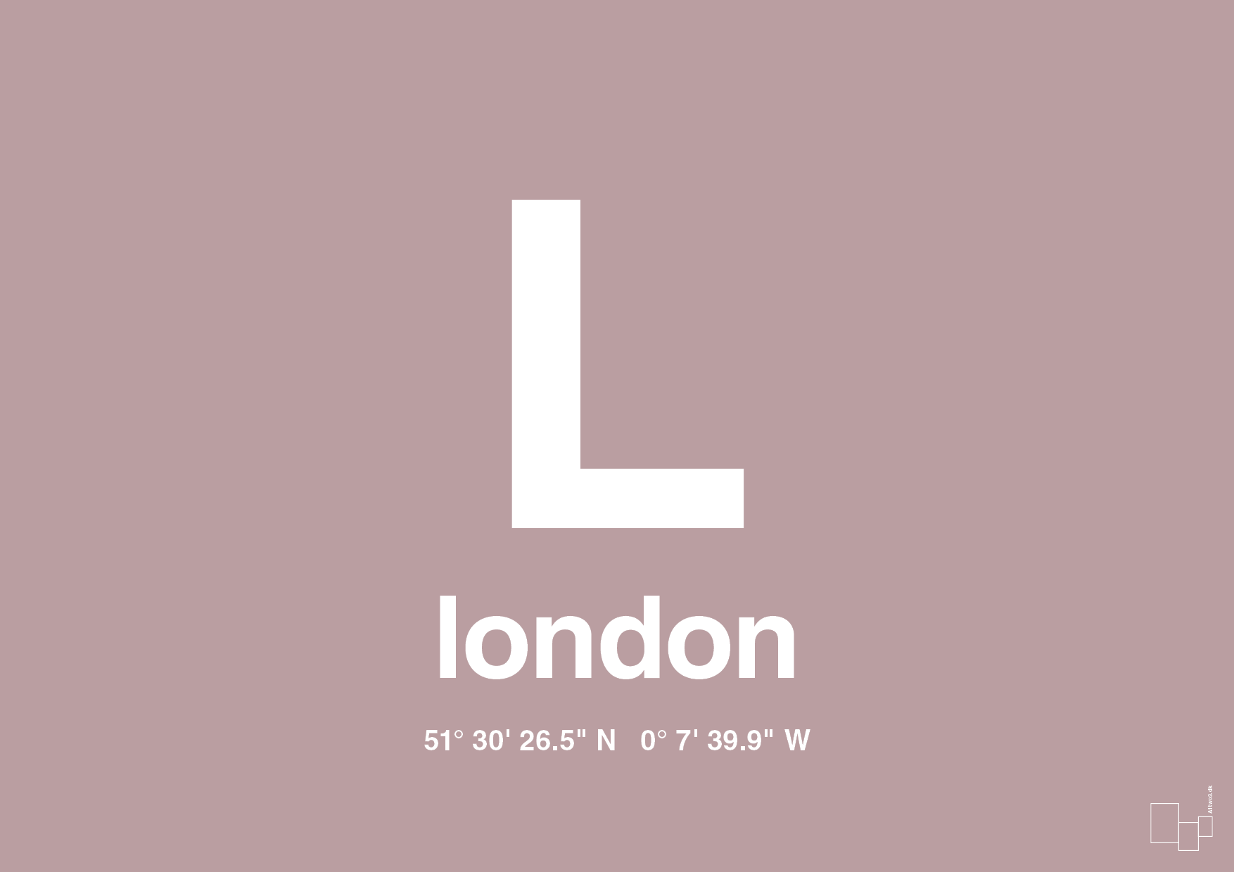 byplakat london med koordinater - Plakat med Grafik i Light Rose