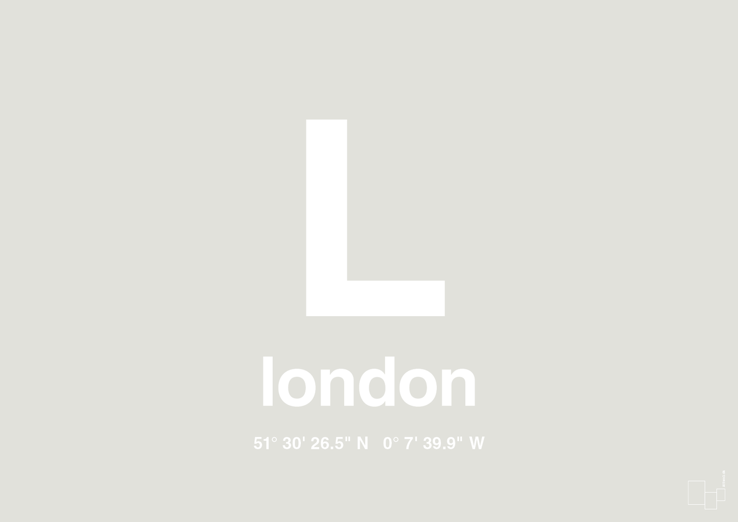 byplakat london med koordinater - Plakat med Grafik i Painters White