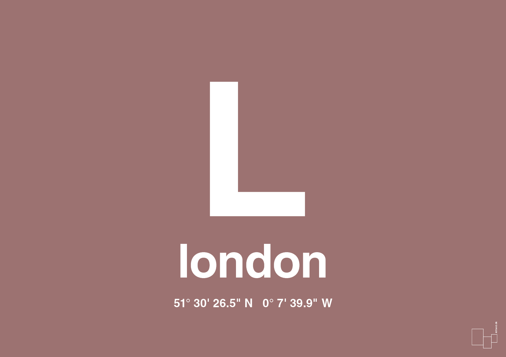byplakat london med koordinater - Plakat med Grafik i Plum