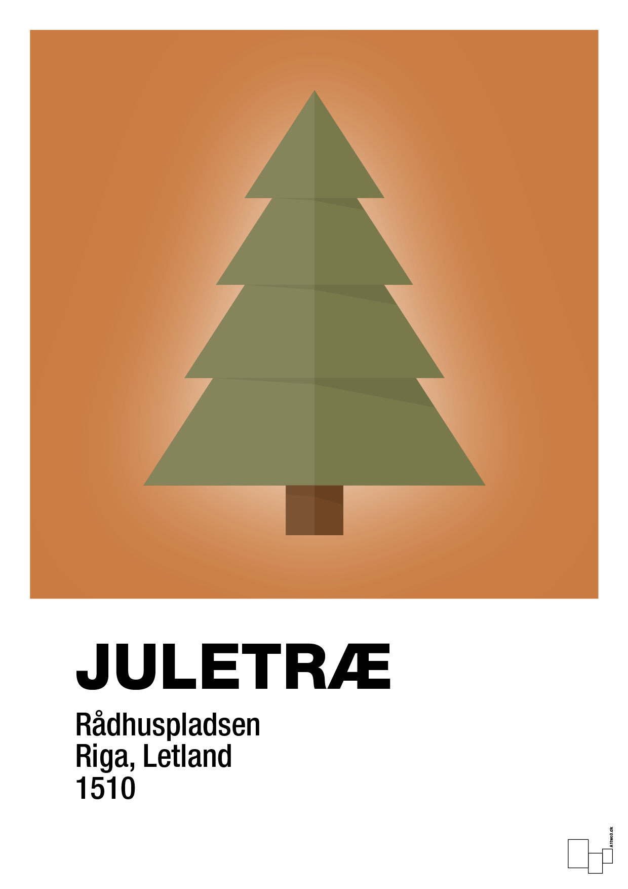 julepynt juletræ - Plakat med Begivenheder i Rumba Orange