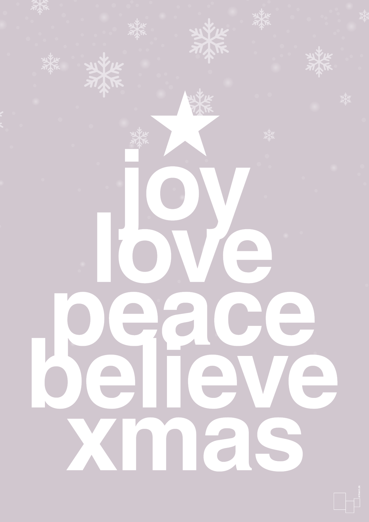 joy love peace belive xmas - Plakat med Begivenheder i Dusty Lilac