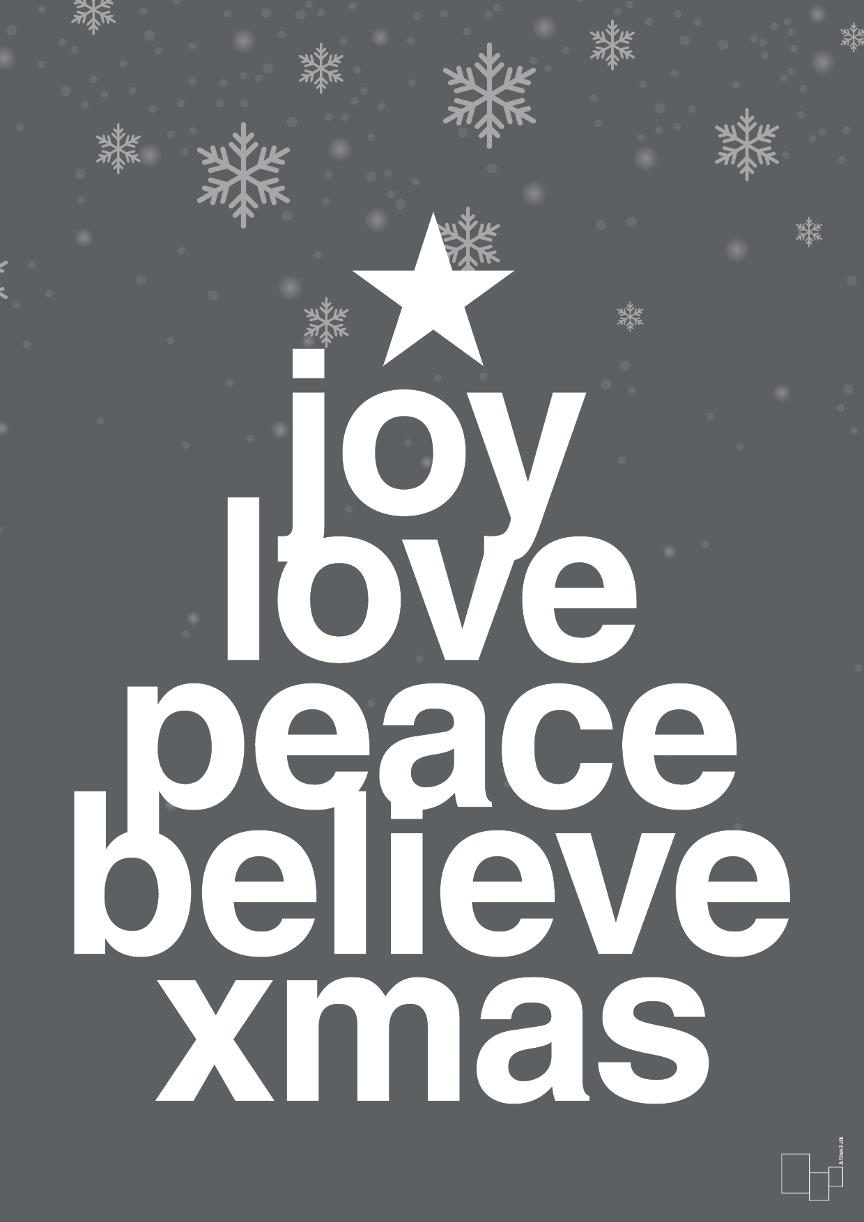 joy love peace belive xmas - Plakat med Begivenheder i Graphic Charcoal
