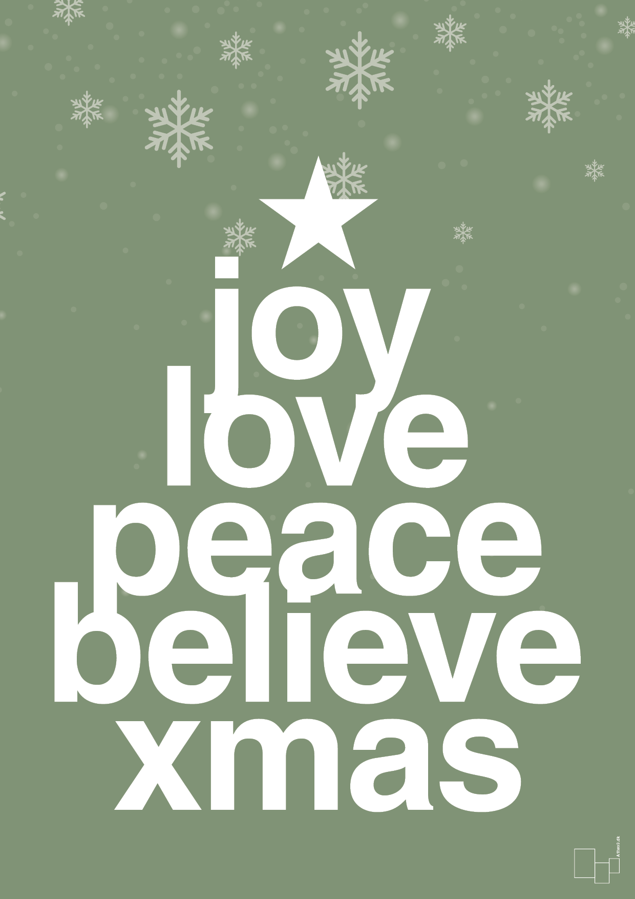 joy love peace belive xmas - Plakat med Begivenheder i Jade