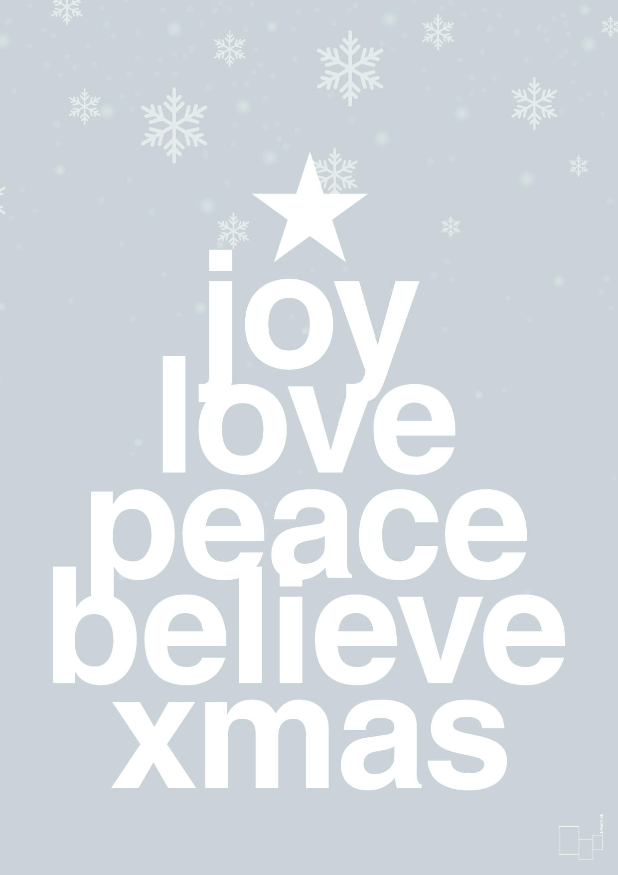 joy love peace belive xmas - Plakat med Begivenheder i Light Drizzle