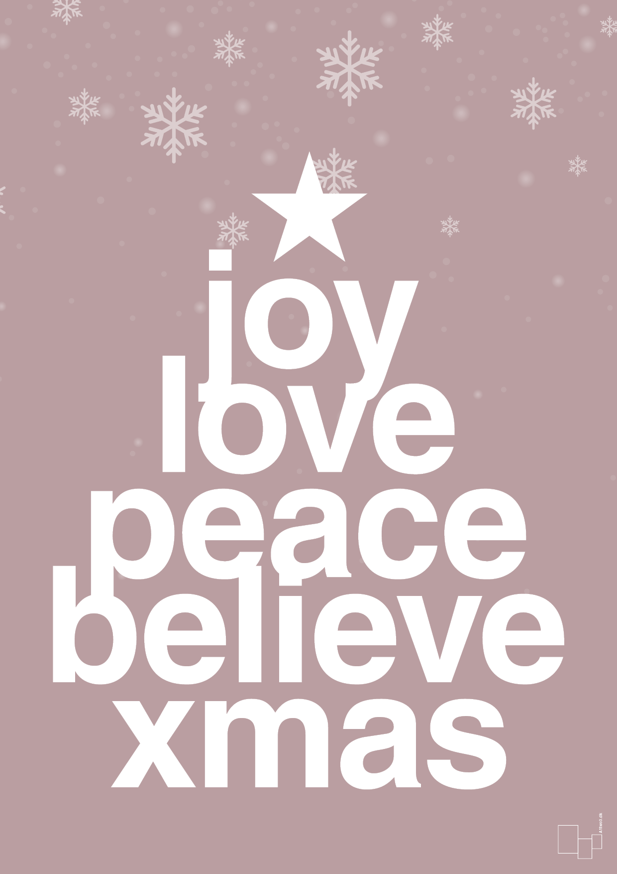joy love peace belive xmas - Plakat med Begivenheder i Light Rose