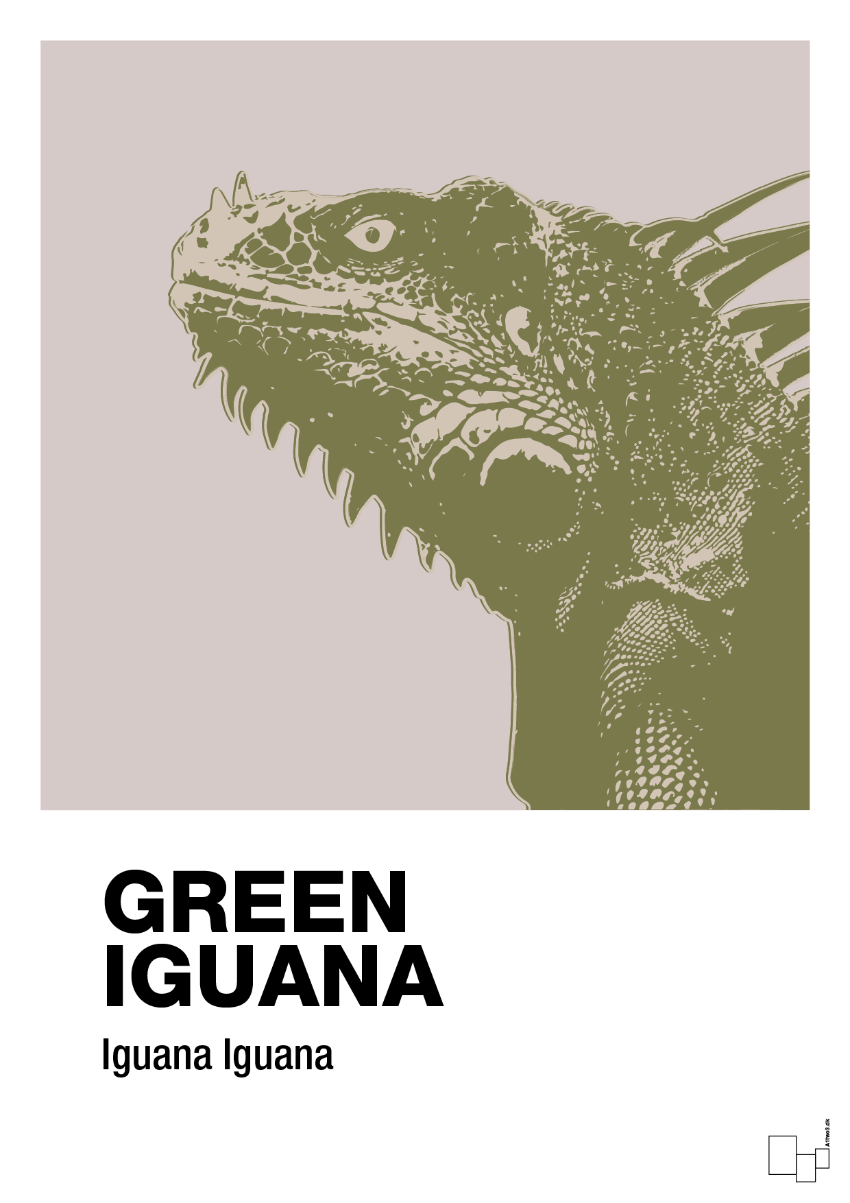 green iguana - Plakat med Videnskab i Broken Beige