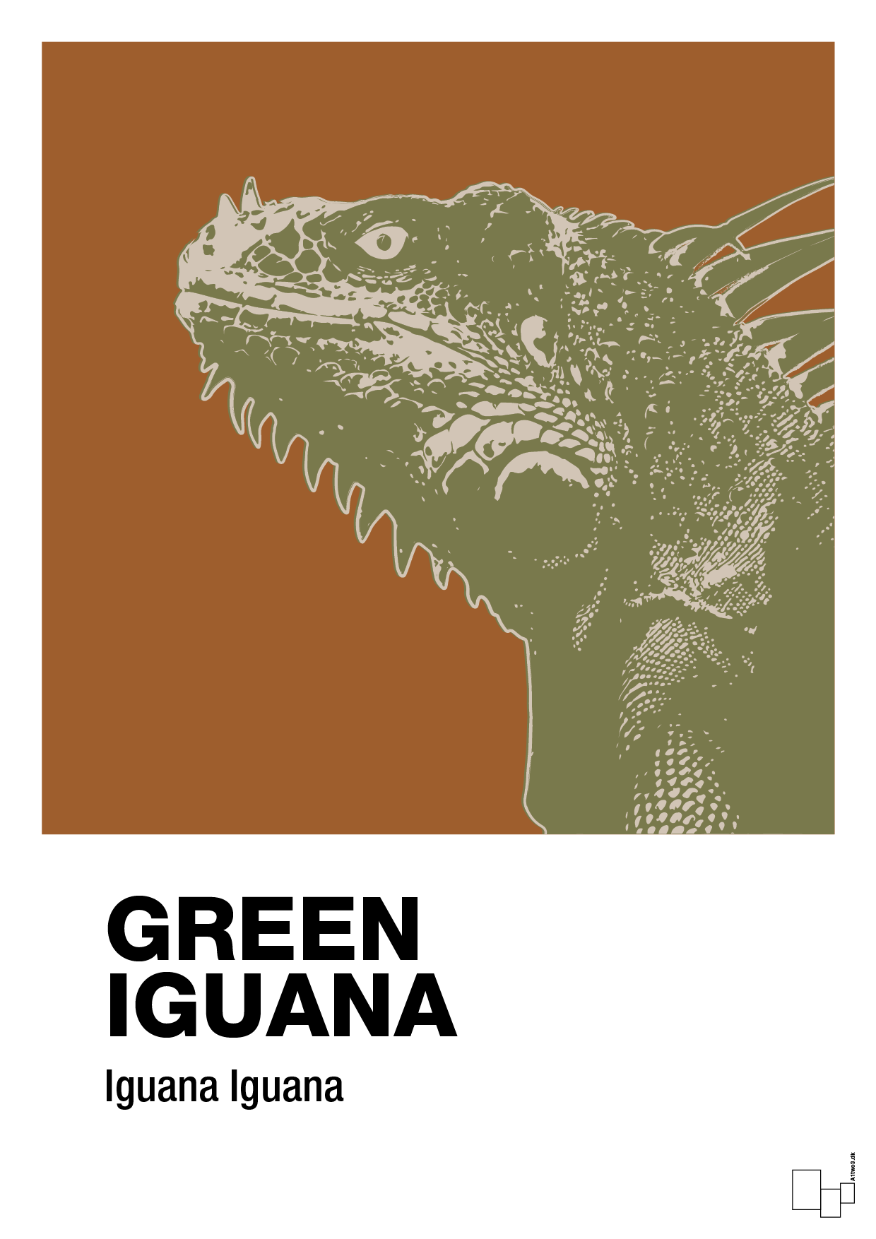 green iguana - Plakat med Videnskab i Cognac