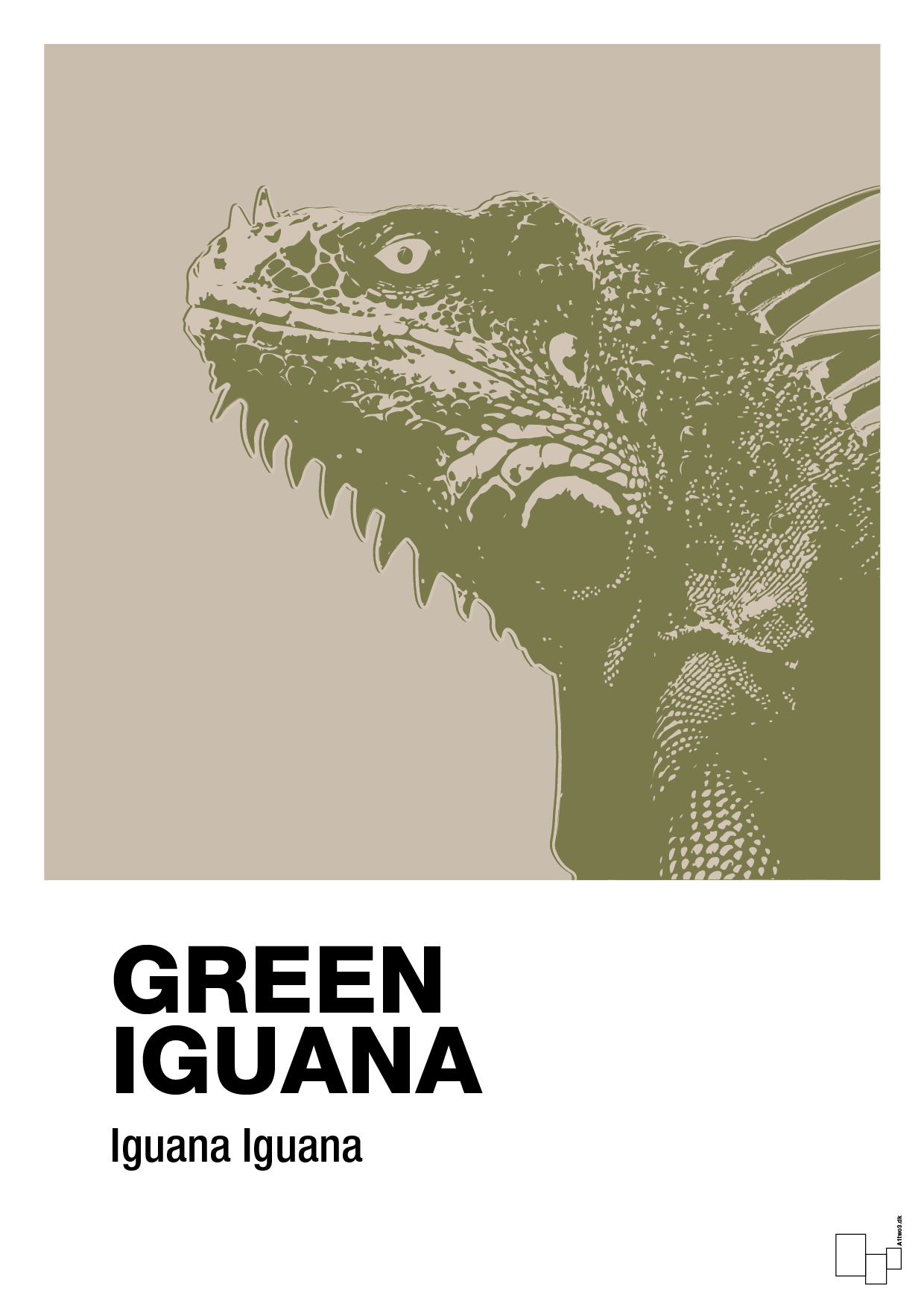 green iguana - Plakat med Videnskab i Creamy Mushroom