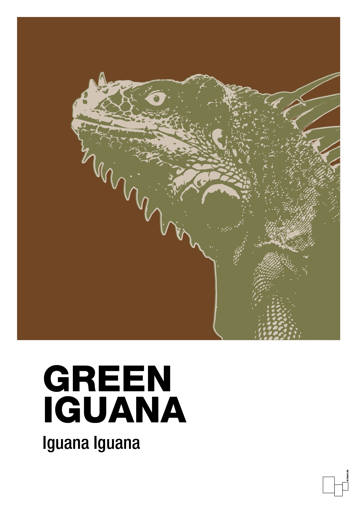 green iguana - Plakat med Videnskab i Dark Brown