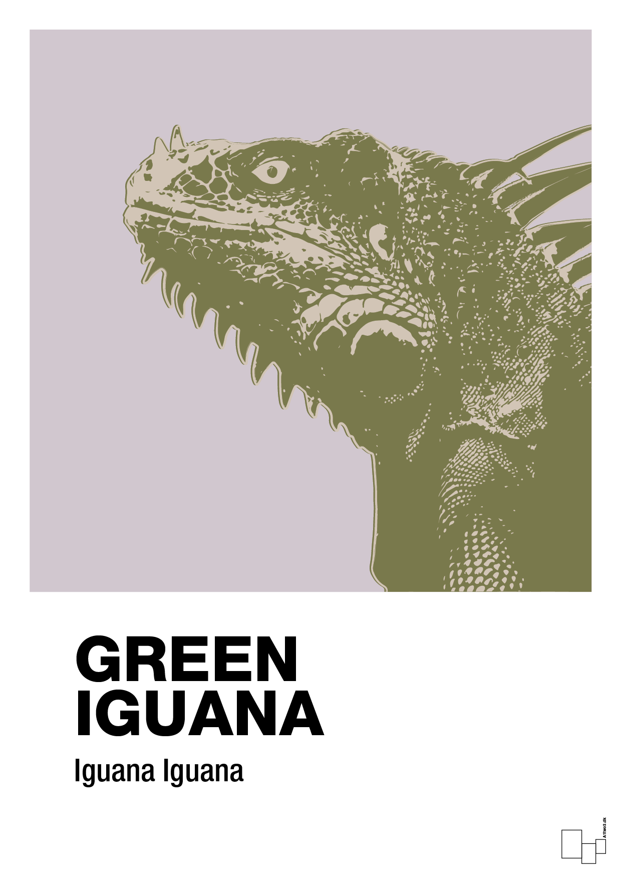 green iguana - Plakat med Videnskab i Dusty Lilac