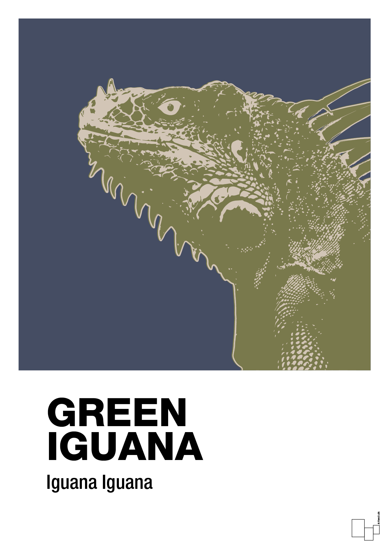 green iguana - Plakat med Videnskab i Petrol