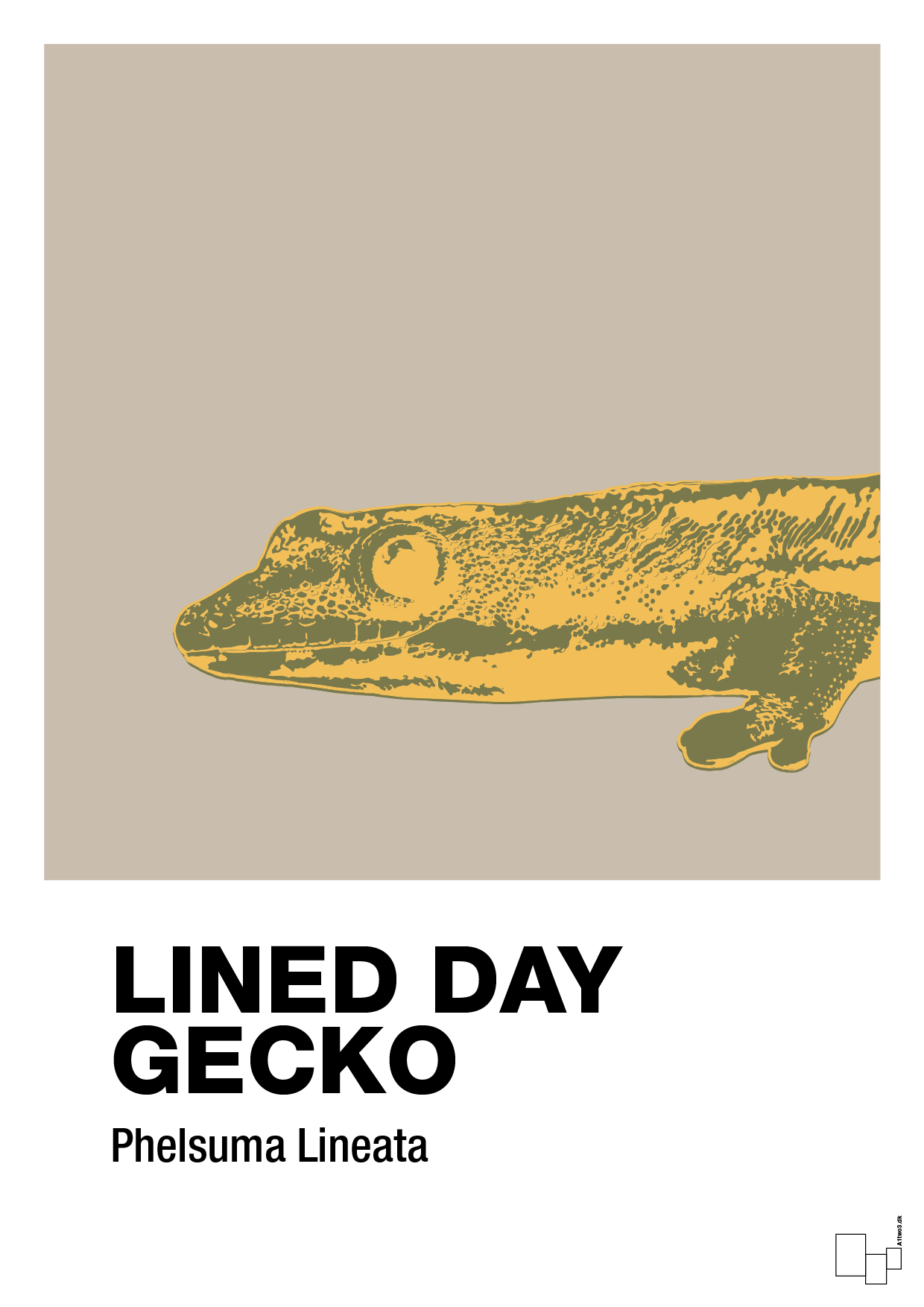 lined day gecko - Plakat med Videnskab i Creamy Mushroom