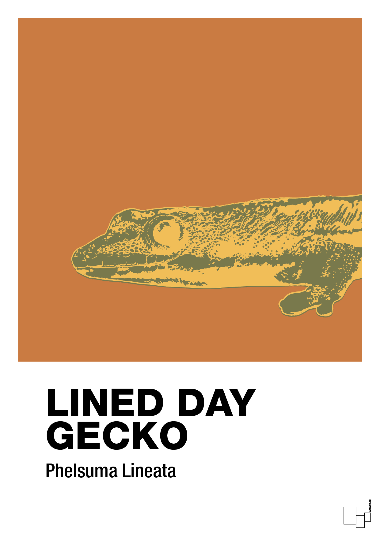lined day gecko - Plakat med Videnskab i Rumba Orange
