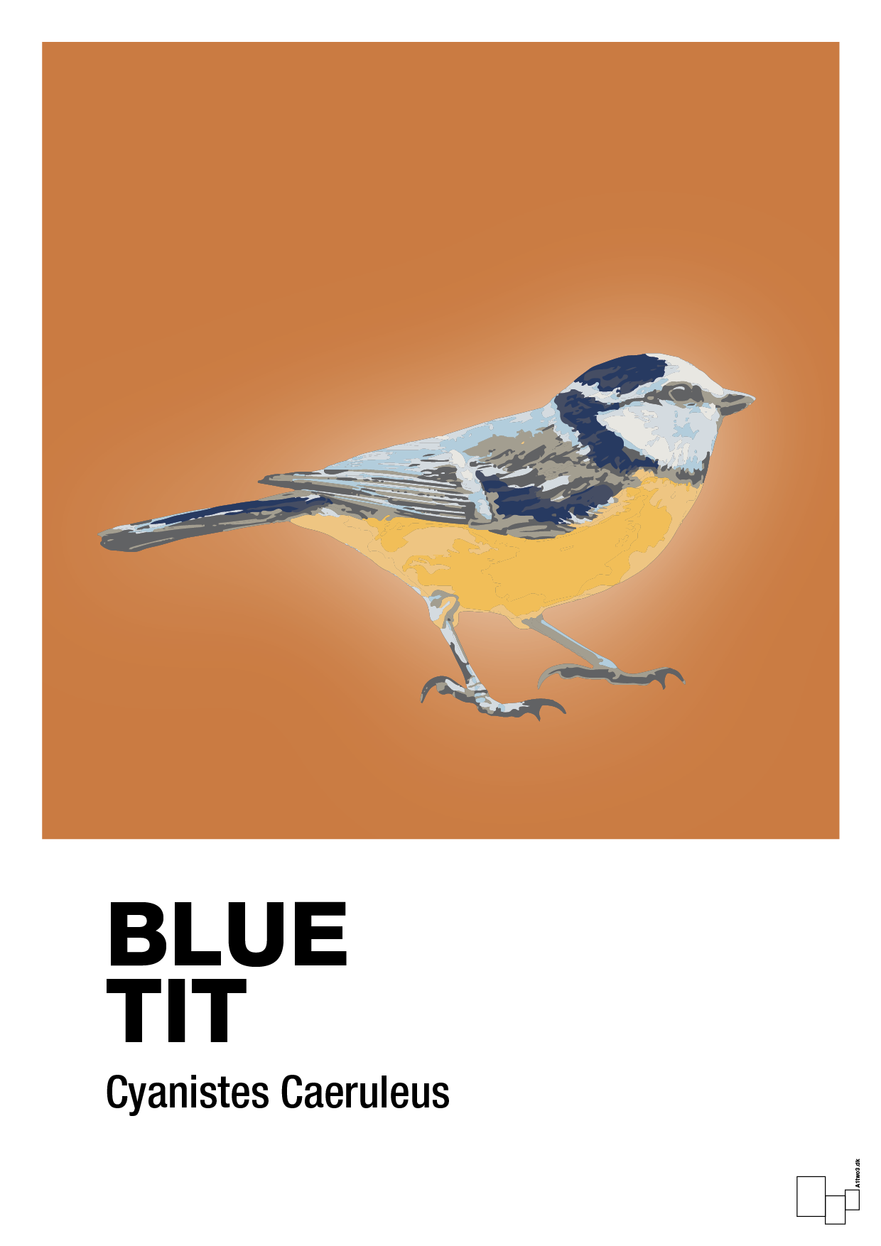 blue tit - Plakat med Videnskab i Rumba Orange