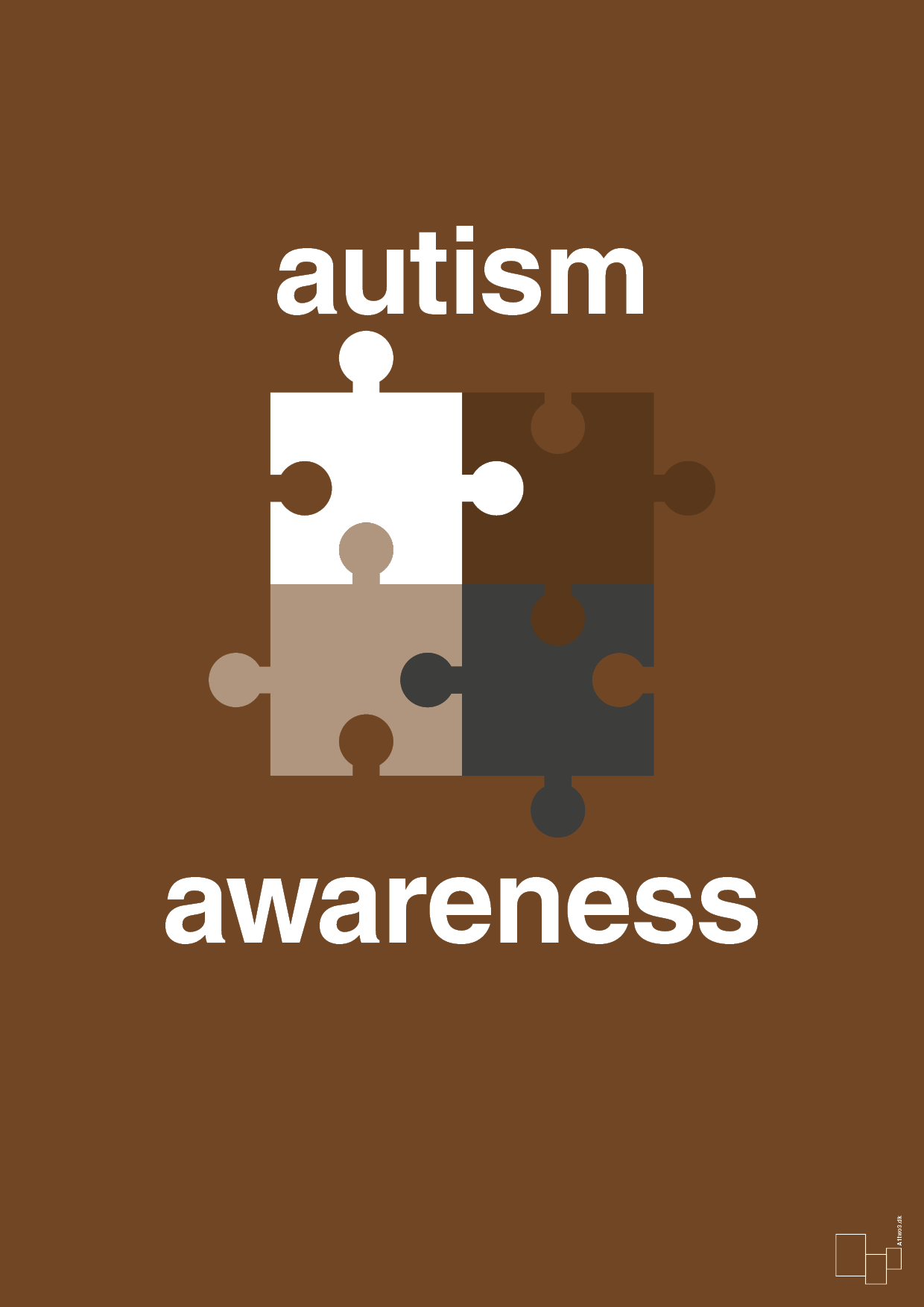 autism awareness - Plakat med Samfund i Dark Brown
