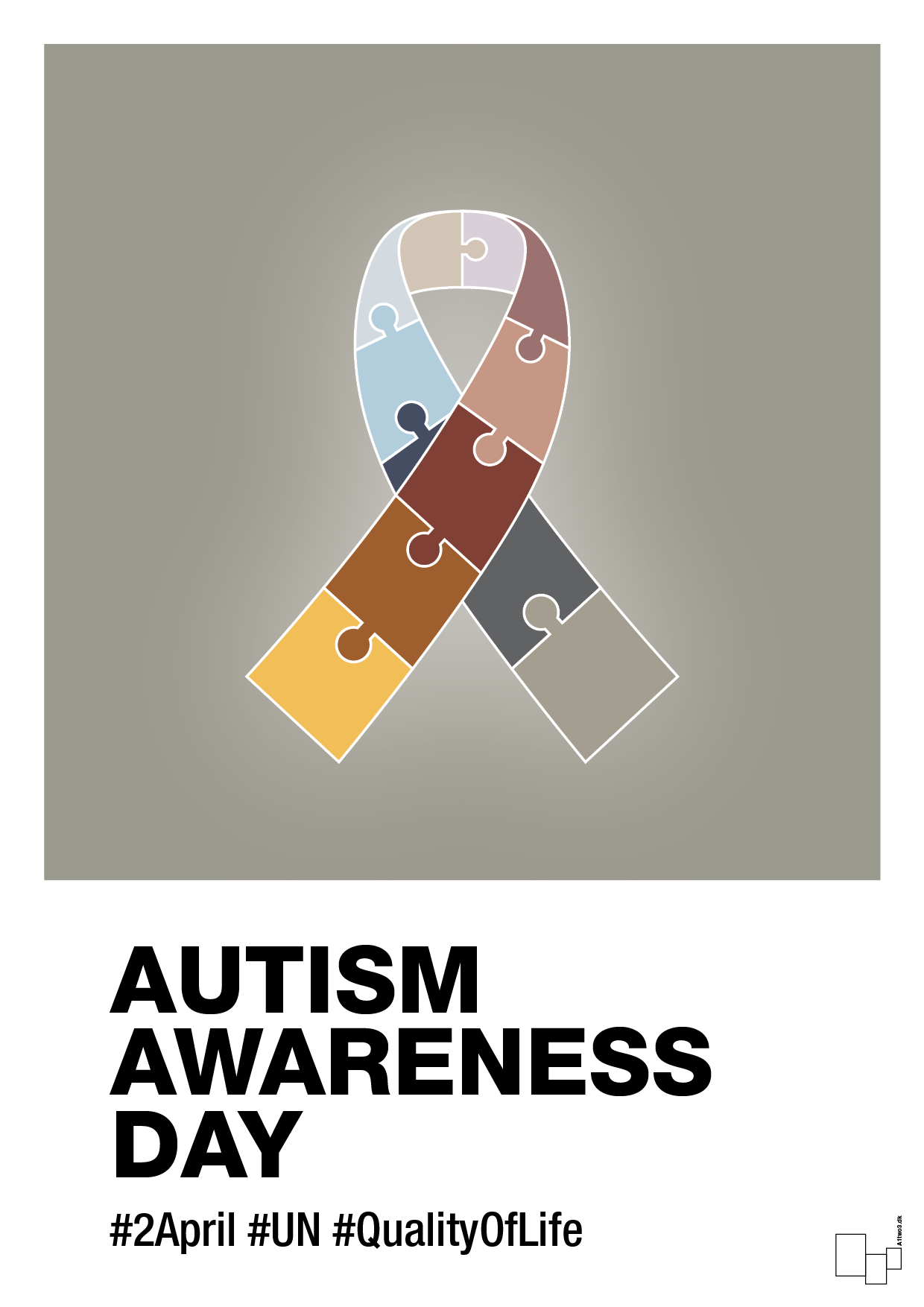 autism awareness day in fullcolor - Plakat med Samfund i Battleship Gray