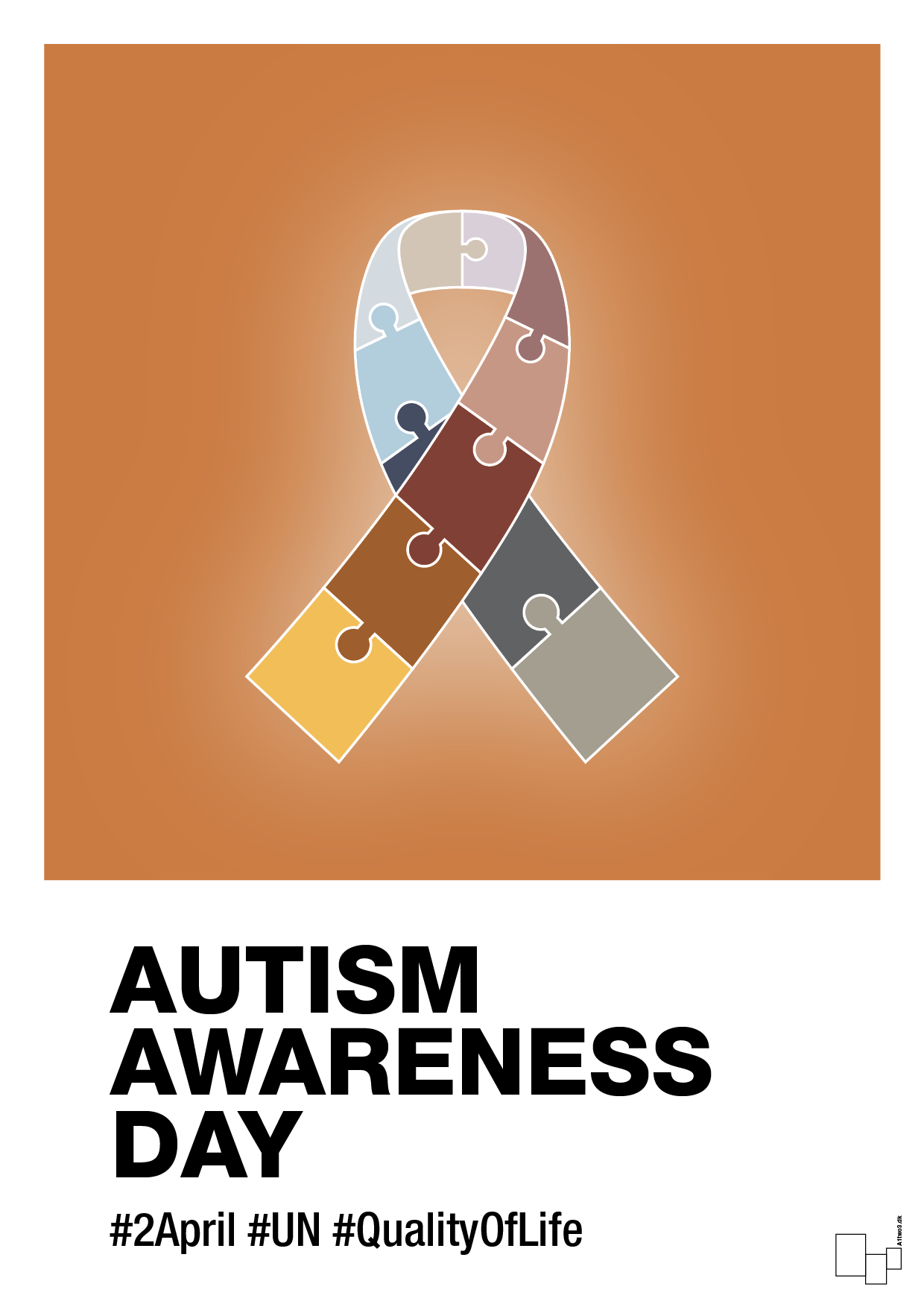 autism awareness day in fullcolor - Plakat med Samfund i Rumba Orange