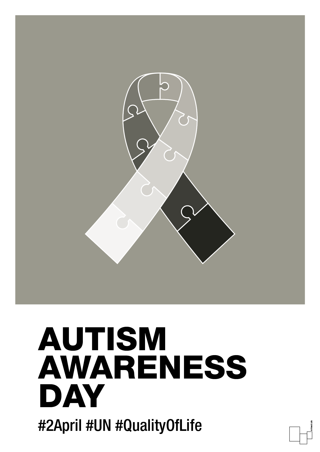 autism awareness day in monocolor - Plakat med Samfund i Battleship Gray