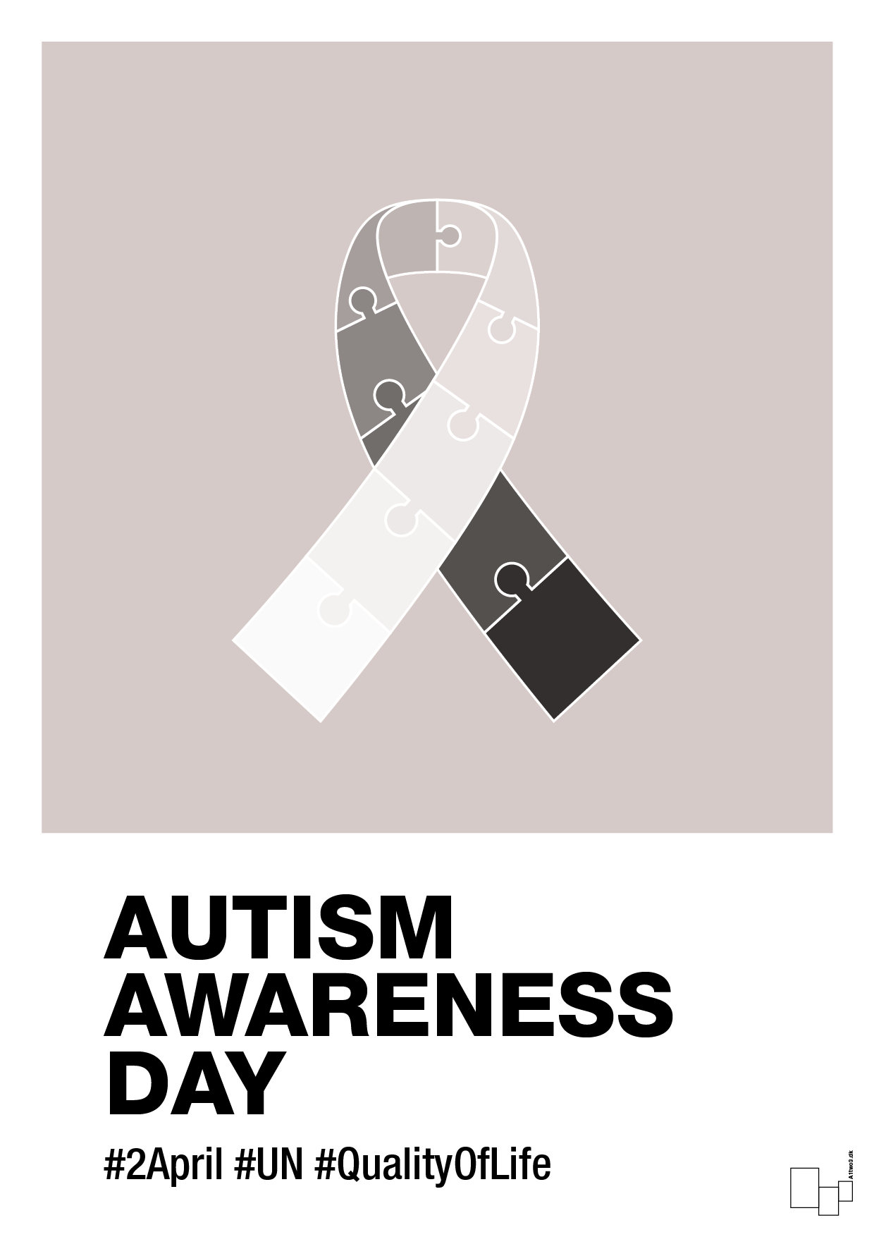autism awareness day in monocolor - Plakat med Samfund i Broken Beige