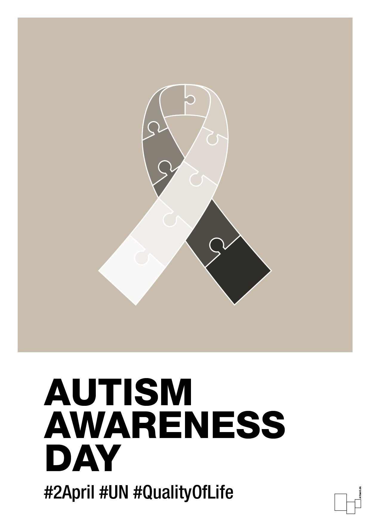 autism awareness day in monocolor - Plakat med Samfund i Creamy Mushroom