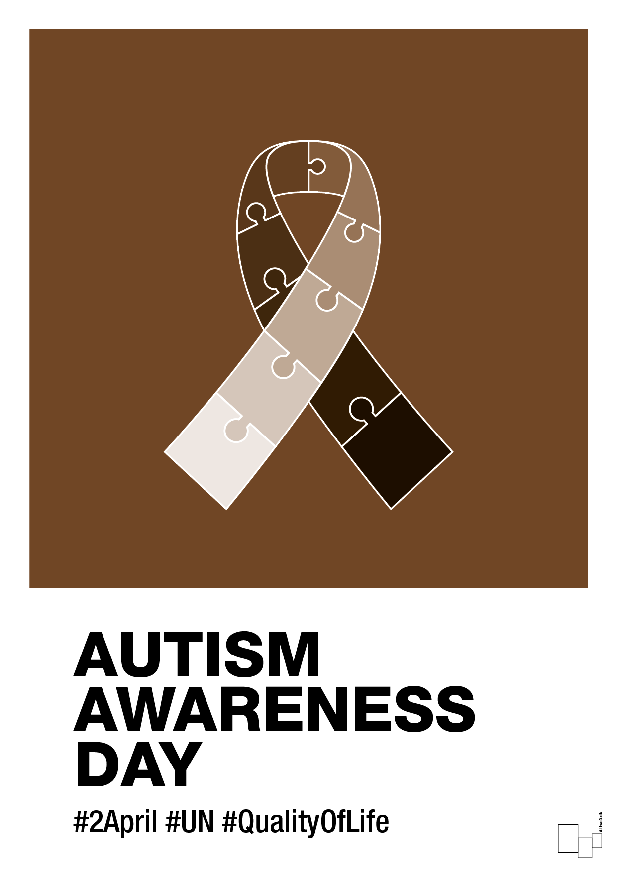 autism awareness day in monocolor - Plakat med Samfund i Dark Brown