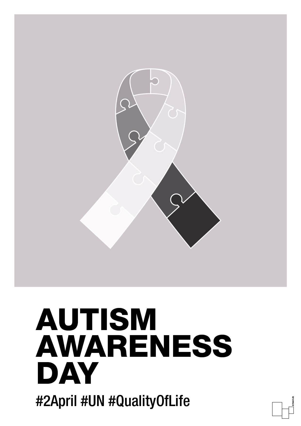 autism awareness day in monocolor - Plakat med Samfund i Dusty Lilac